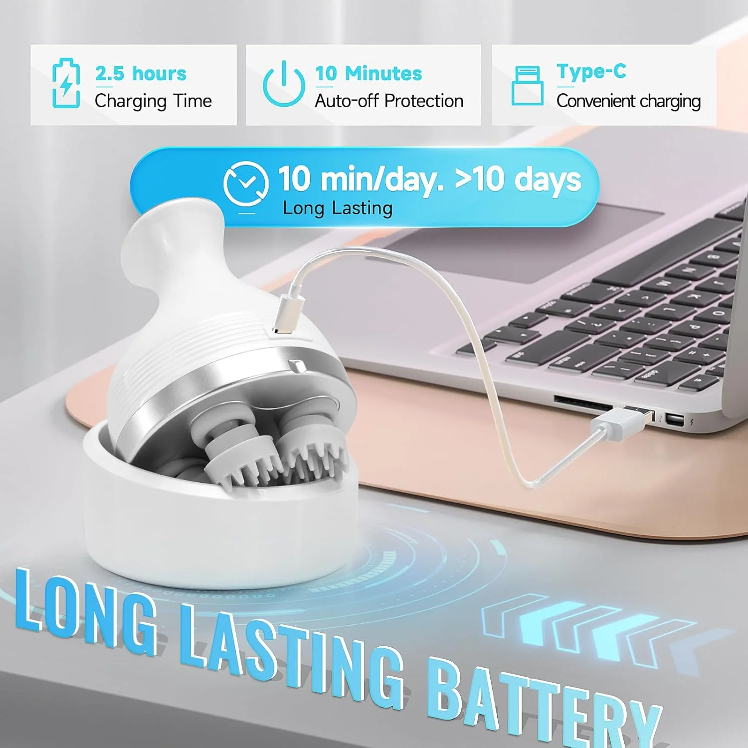 ماساژور برقی پوست سر، ماساژور بی سیم سر با 4 حالت شانه ویبره برای رشد مو، پاکسازی عمیق و رفع استرس