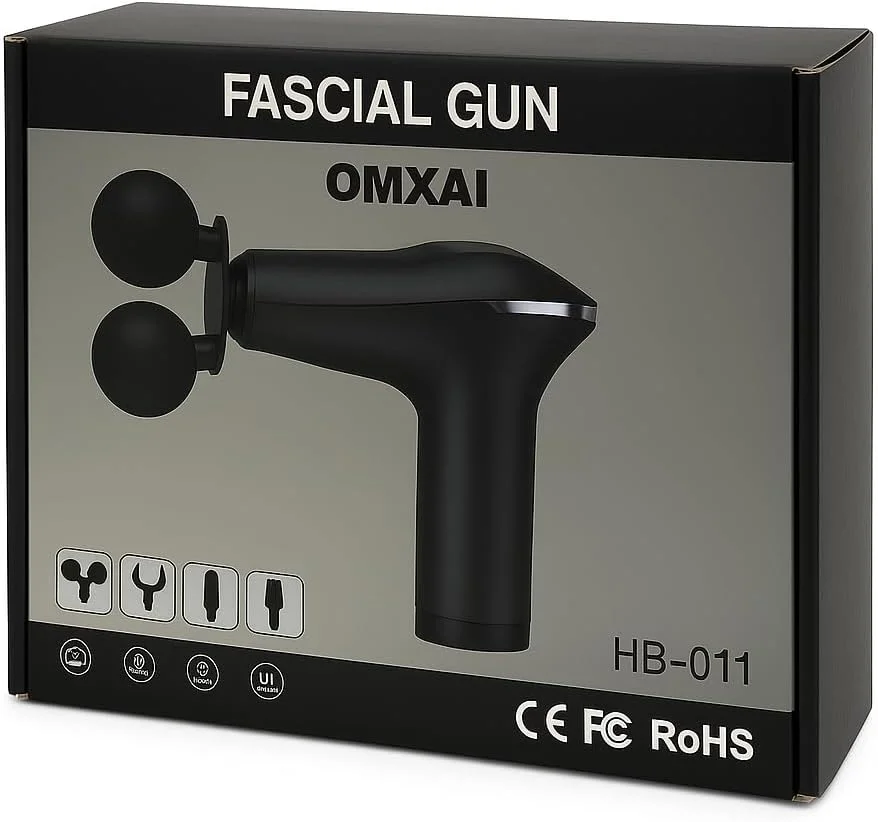 ماساژور ماهیچه ای فاسیا مدل HB-011، ماساژور حرفه ای بافت عمیق عضلانی با 4 سری، مشکی، دستگاه قابل حمل تراپی ضربه ای