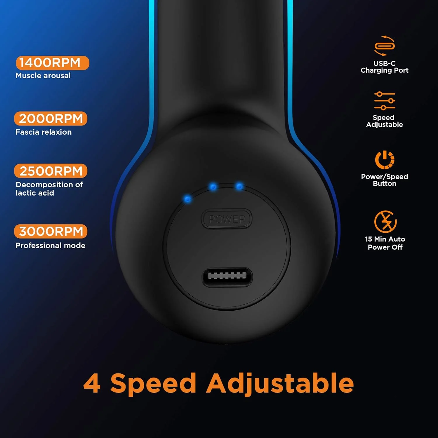 ماساژور کوچک، ماساژور عضلانی قدرتمند قابل حمل بافت عمیق، ماساژور سر و کمر برای تسکین درد با 4 سری ماساژ، ویبره با شدت بالا، قابل شارژ، ماساژور کوچک