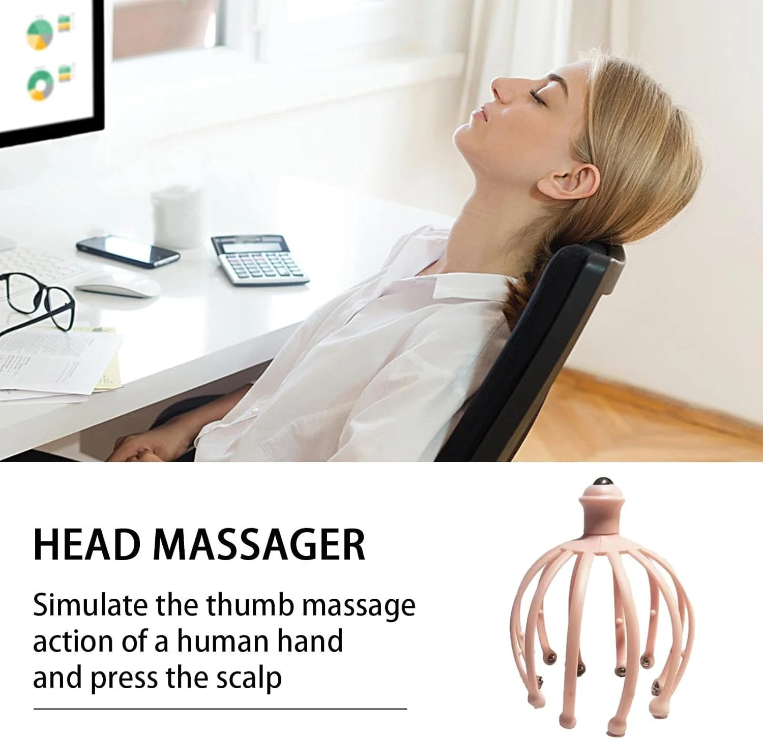 ماساژور سر اختاپوسی 360 درجه | فوق العاده، رفع استرس سر، چنگال ماساژ خراشنده سر قابل حمل