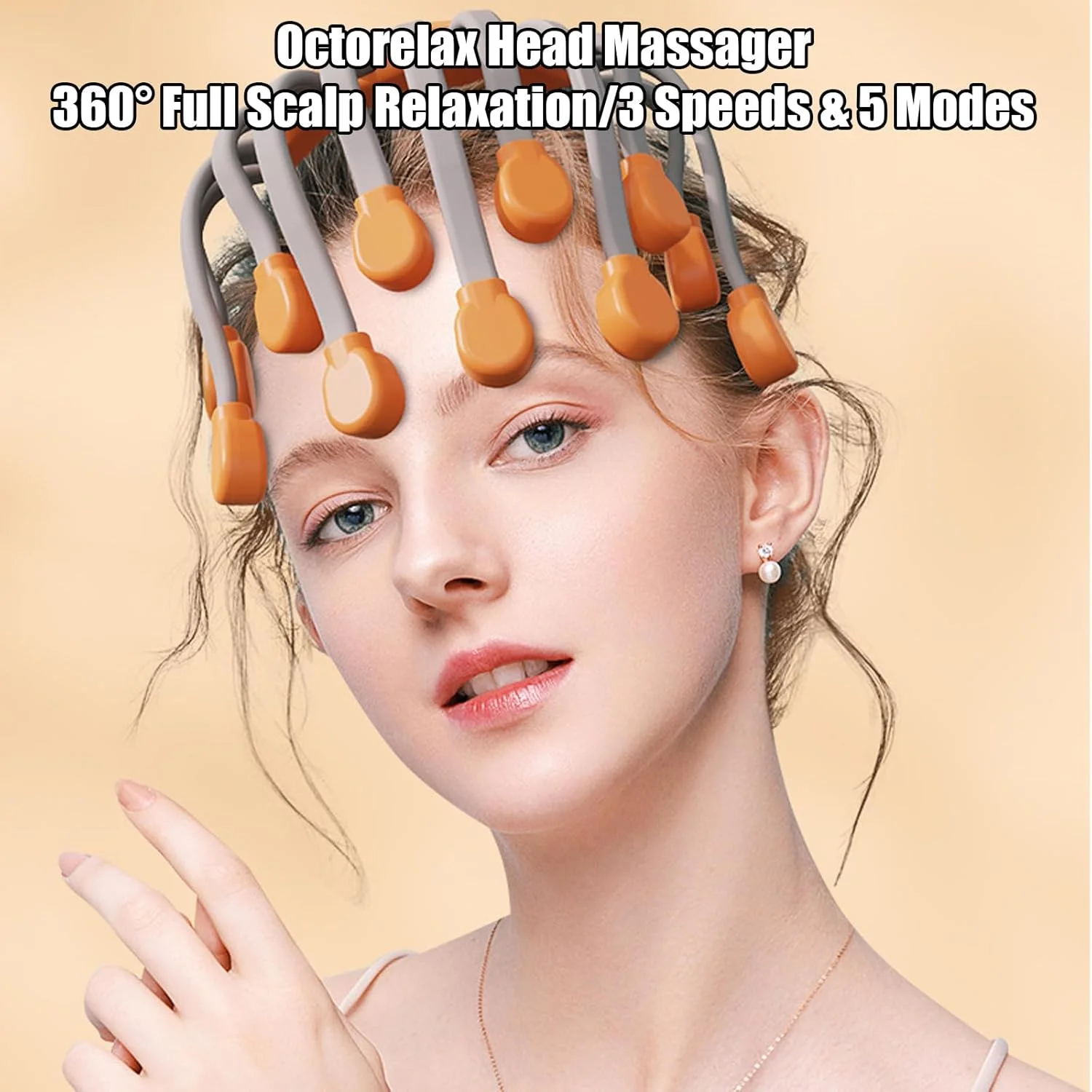 ماساژور سر Octorelax، ماساژور برقی پوست سر، ماساژ 360 درجه، 5 حالت و 20 سر ماساژ، ماساژهای دورانی