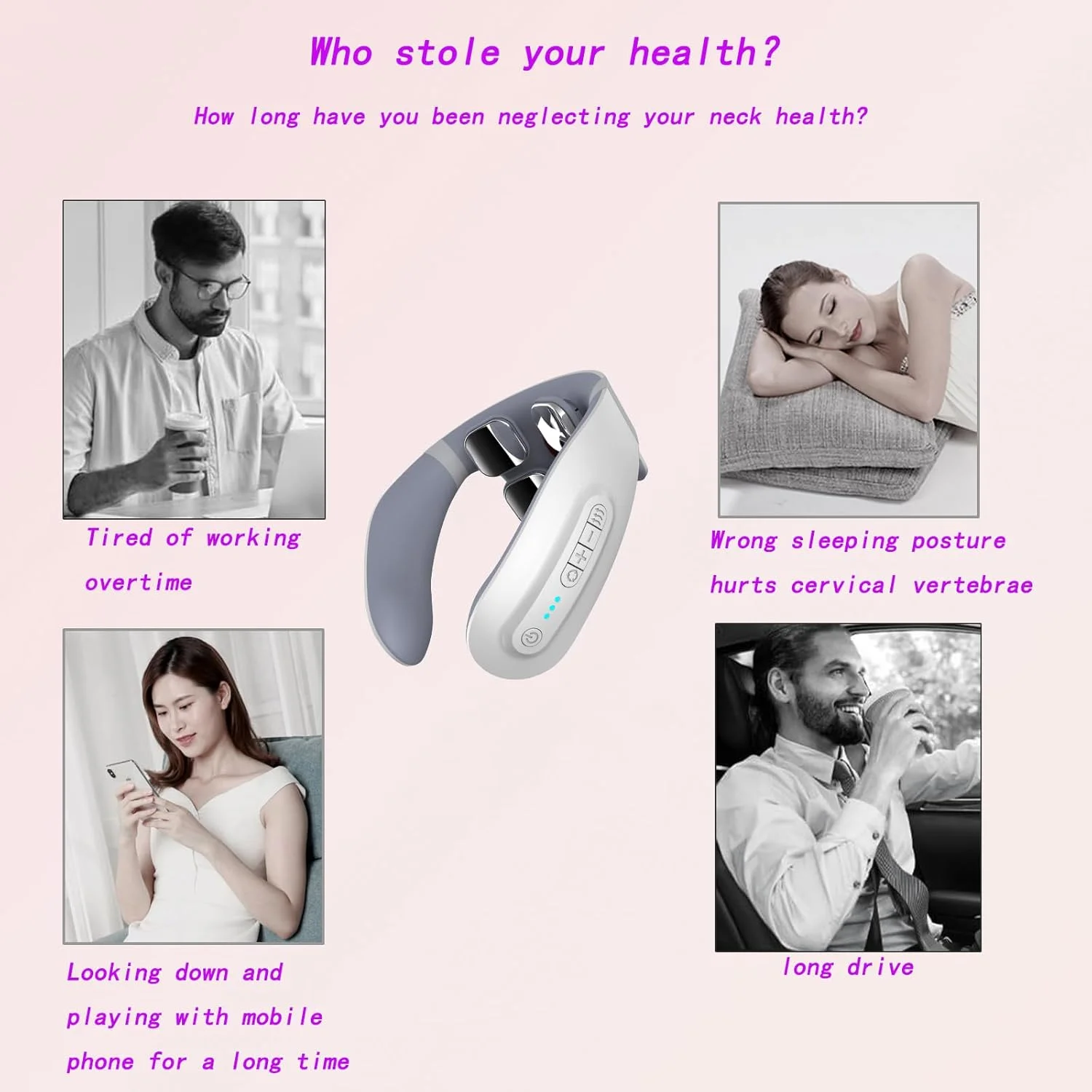 ماساژور گردن - ماساژور برقی هوشمند با 4 سر ماساژ، 6 حالت، 18 سطح گرما - تسکین نقطه ماشه ای بافت عمیق برای دفتر، خانه، مسافرت ورزشی