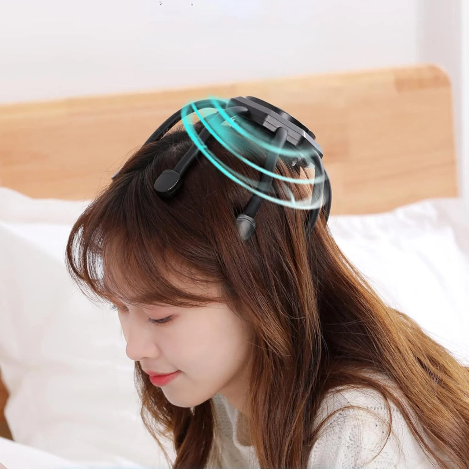 ماساژور سر، 8 تماس ارتعاشی، 3 حالت، حالت های ماساژ متعدد برای رفع فشار، یک سایز مناسب برای اکثر افراد، هدیه ایده آل (مشکی)