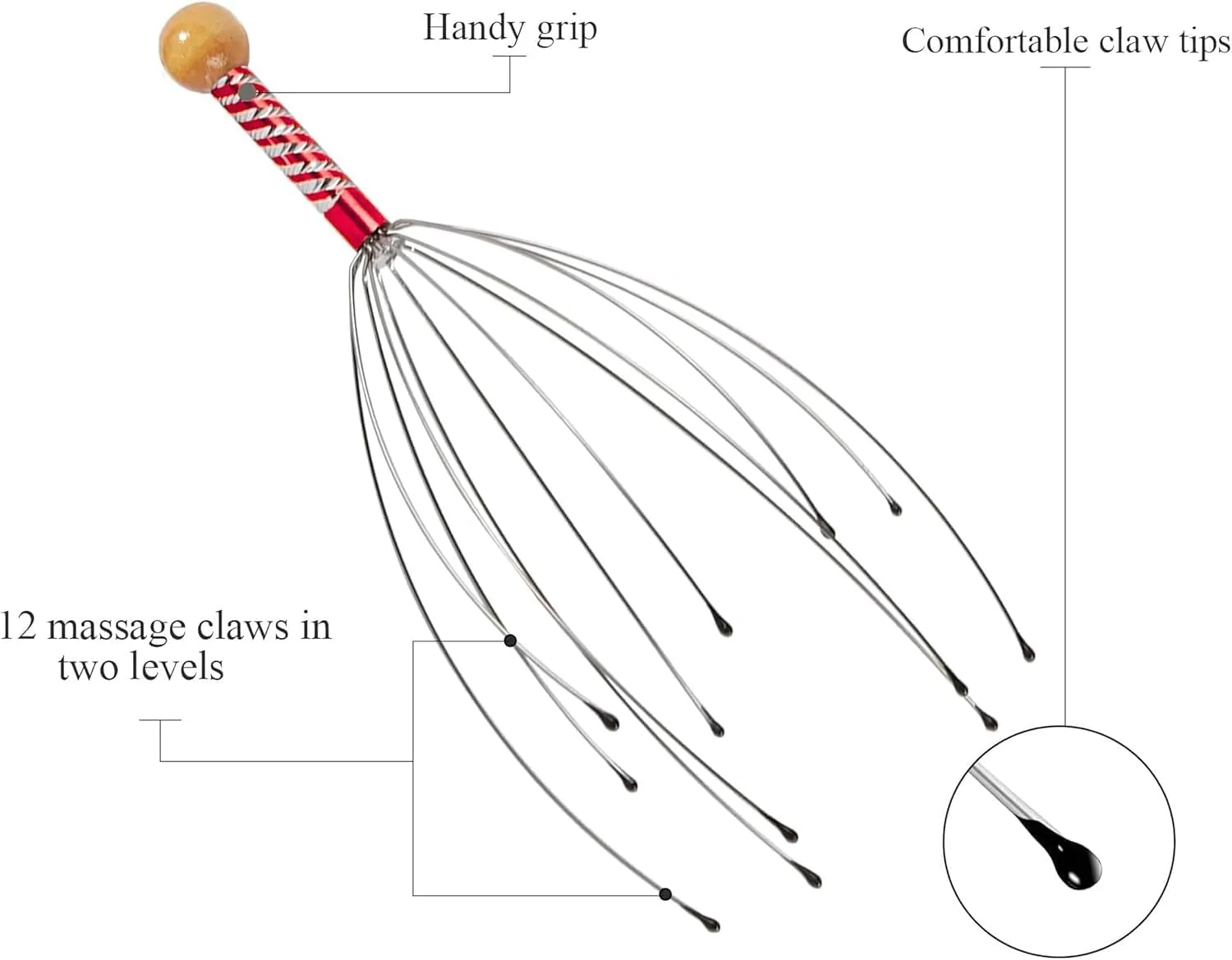 [دو عدد] ماساژور دستی سر، تسکین درد و رشد مو، ماساژ گردن، رفع استرس | رنگ تصادفی