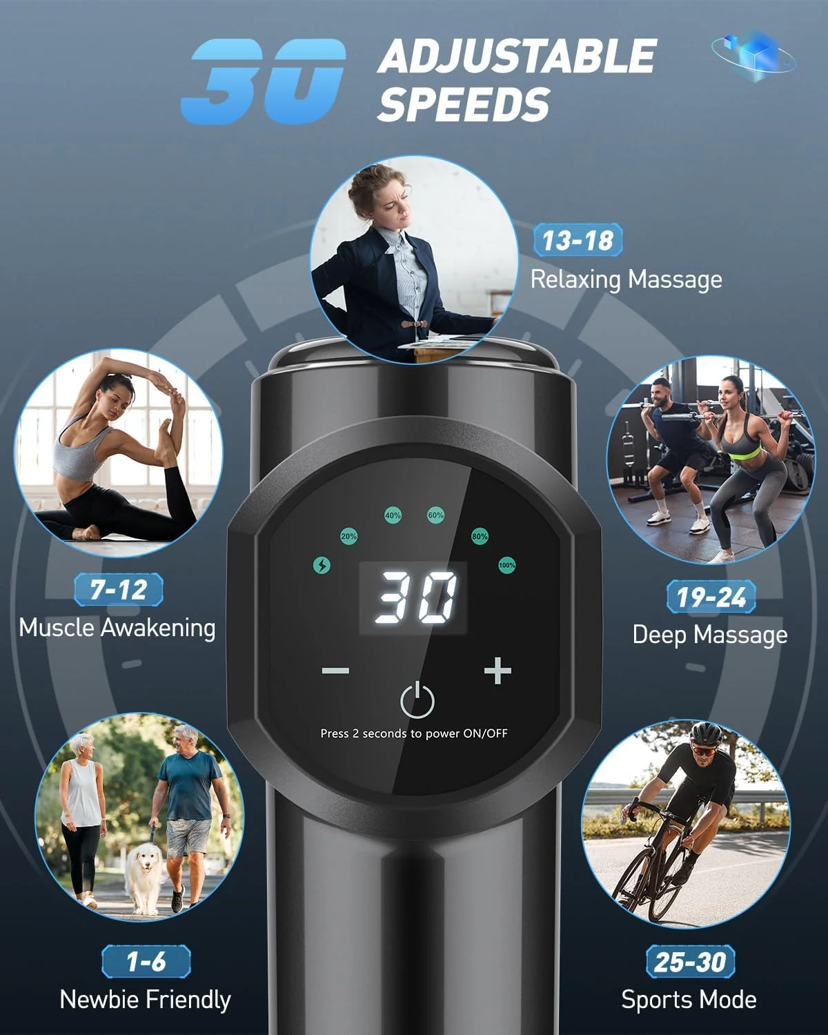 ماساژور تفنگی، ماساژور بافت عمیق، ماساژور عضلانی دستی با 30 سرعت، ماساژور ضربه ای قابل حمل با 6 سری، ماساژور عضلانی قدرتمند شارژی بی سیم برای خانه، دفتر، باشگاه (مشکی-1) ماساژور تفنگی، ماساژور بافت عمیق، ماساژور عضلانی دستی با 30 سرعت، ماساژور ضربه ای قابل حمل با 6 سری، ماساژور عضلانی قدرتمند شارژی بی سیم برای خانه، دفتر، باشگاه (مشکی-1)