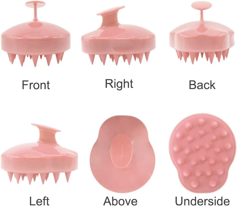 برس ماساژور سر مو، برس شامپو ماساژور سر، ماساژور دستی مو، برس ماساژ سر سیلیکونی نرم، مناسب موهای خشک و مرطوب، برای آقایان، خانم ها و کودکان - صورتی