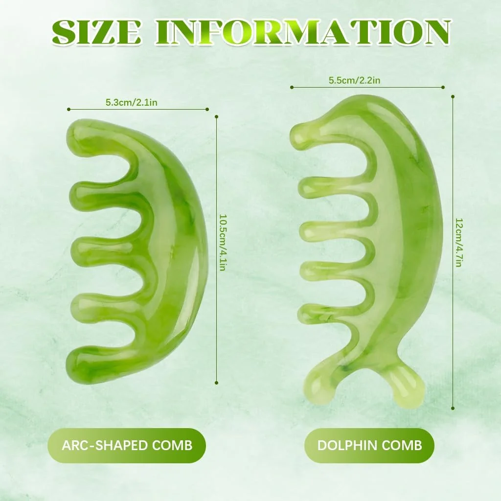 شانه ماساژور سر [Brand Name] بسته 2 عددی، ماساژور سر گواشا، ابزار مراقبت از مو و پوست، ماساژور دستی مریدین برای آرامش، درمان طب سوزنی، رفع استرس، ماساژ صورت و بدن، کیفیت خوب