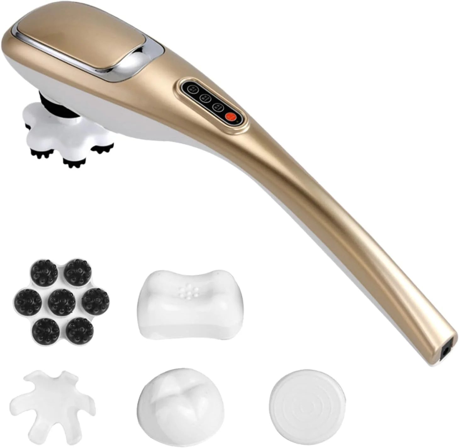 ماساژور دستی نافاس، ماساژور بدن و کمر شیاتسو بی سیم، 5 سر قابل تعویض، ماساژور بافت عمیق، قابل شارژ USB 1800mAh با 12 حالت و 10 سطح شدت ماساژور برای شانه گردن پا