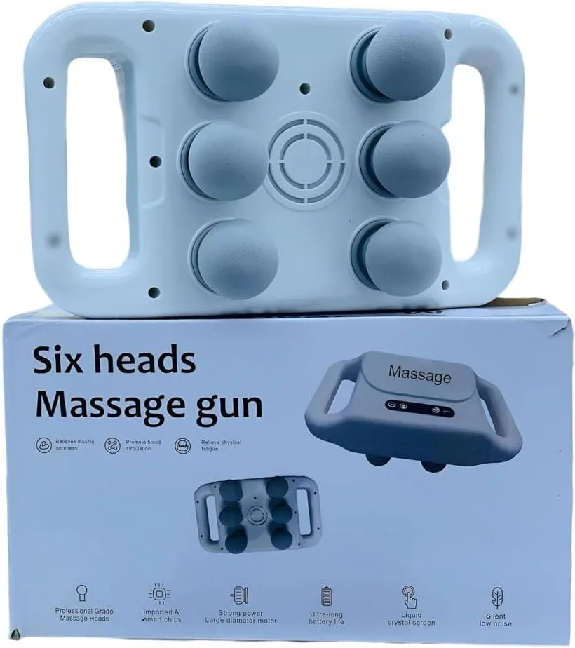 ماساژور عضلات عمقی 6 سر، ماساژور ضربه ای با 20 سطح و 6 حالت، ابزار ماساژور برقی برای تسکین درد عضلات کمر، گردن، پا و کل بدن