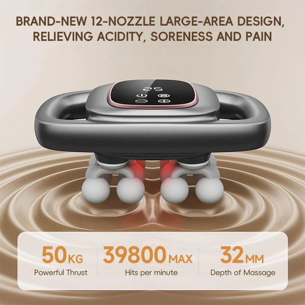 ماساژور برقی با 12 سر و 30 سطح شدت، ابزار ماساژور برای پاها، بازوها، کمر، پشت، باسن - تسکین درد عضلات کل بدن، هدیه ای ایده آل برای زنان، مردان، مادر و پدر