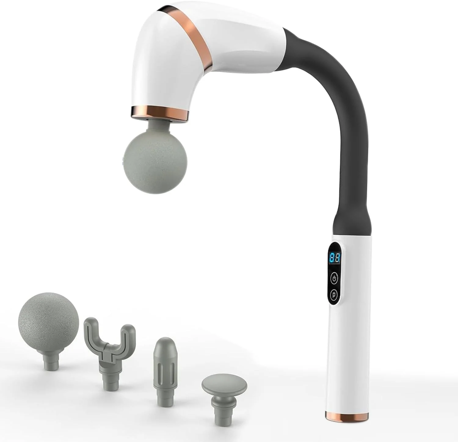 ماساژور تفنگی با دسته بلند ارتقا یافته، ماساژور کمر برای تسکین درد بافت عمیق با صفحه نمایش LCD، ماساژور تفنگی بافت عمیق با 4 سر ماساژ، ماساژور ضربه ای با 3 حالت و 6 سطح سرعت