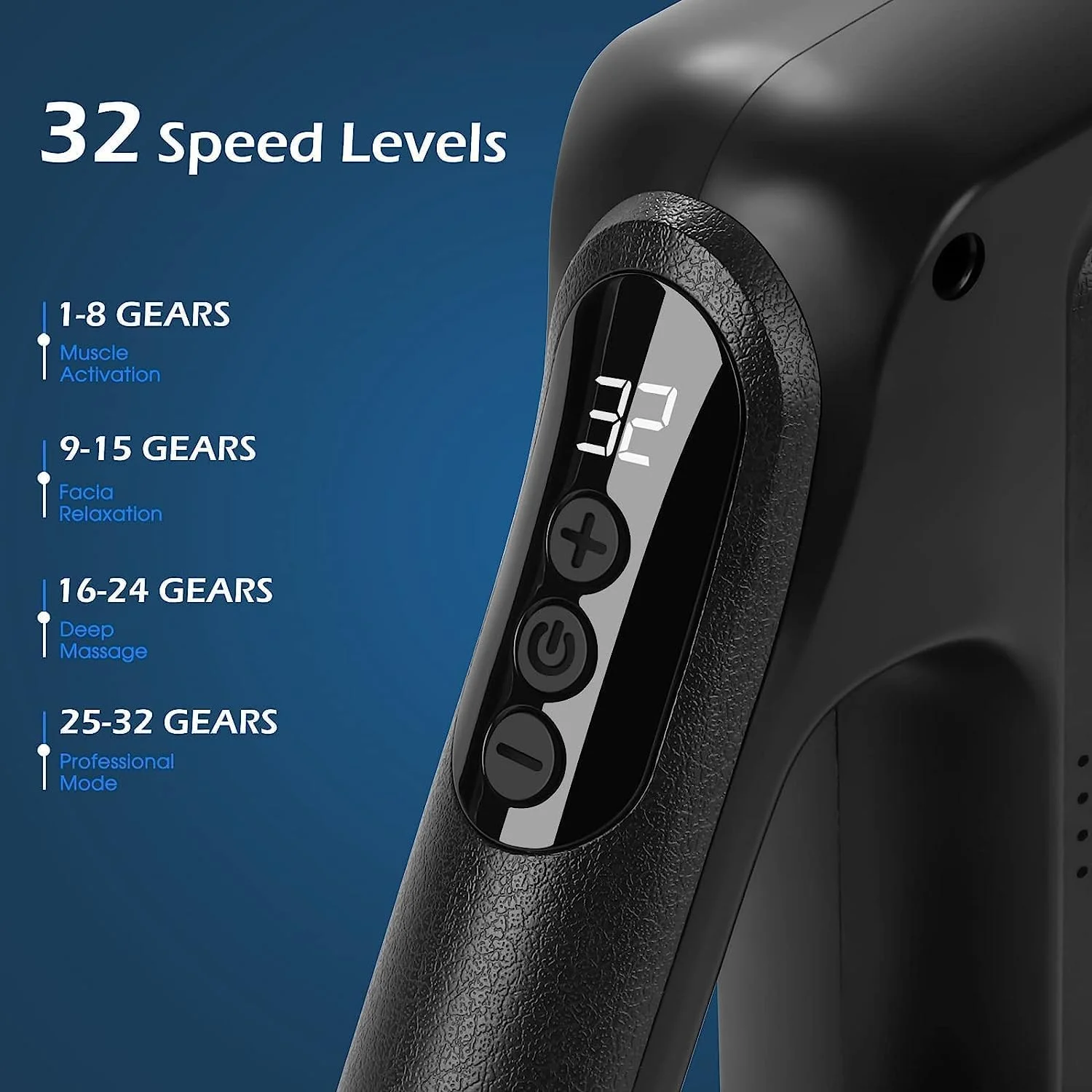 ماساژور تفنگی، ماساژ بافت عمیق کمر برای ورزشکاران جهت تسکین درد، ماساژور ضربه ای بدن با 8 سر ماساژ و موتور براشلس بی صدا، صفحه نمایش LCD با 32 سرعت