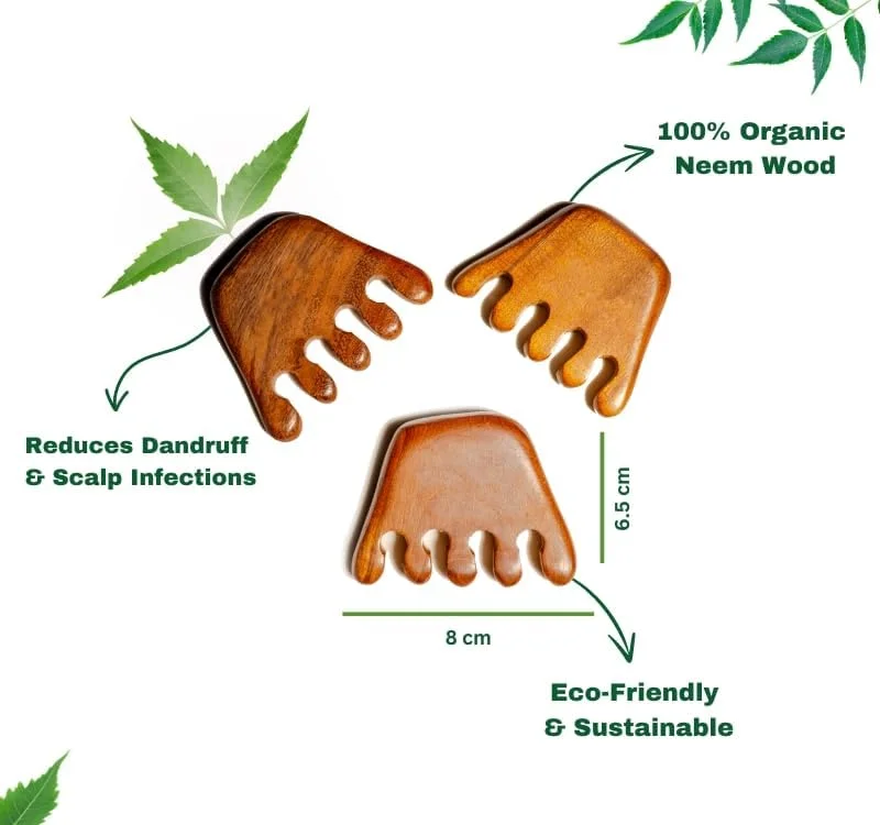 شانه ماساژور - شانه ماساژور سر و پوست سر چوب چریش - ابزار مراقبت از مو طبیعی و سازگار با محیط زیست