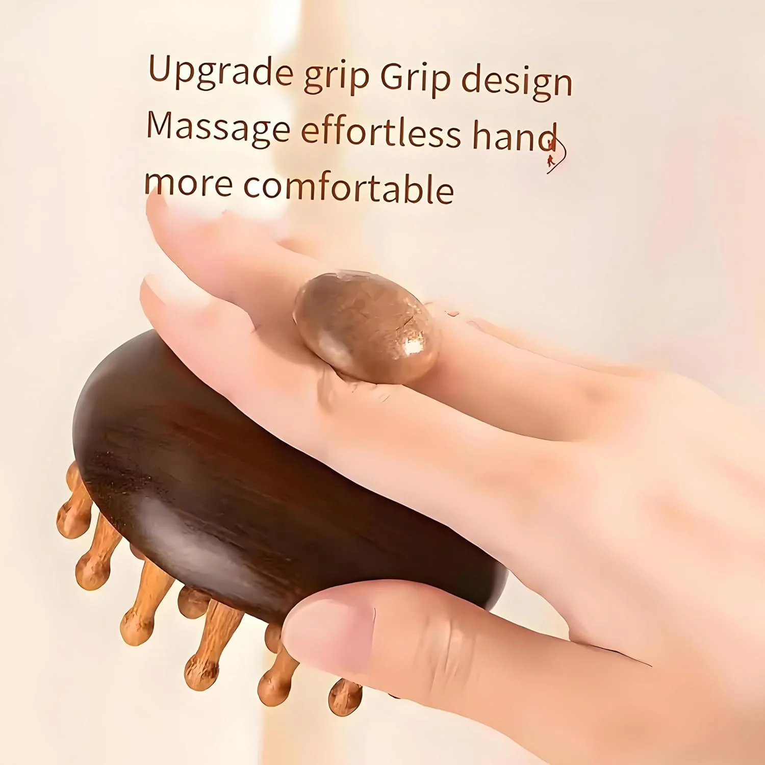 برس ماساژ مو، ماساژور پوست سر چوب صندل با 28 پین، شانه ماساژ چوبی پوست سر، چوبی با دسته، برای آقایان و بانوان، برس مو تمام بدن