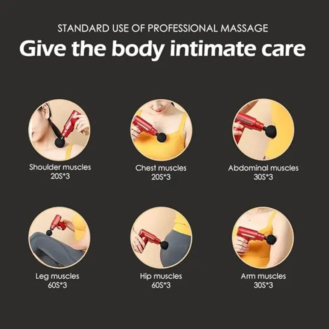 ماساژور تفنگی مینی بافت عمیق، ماساژور عضلانی ضربه ای قابل حمل 6 سرعته با 4 سر ماساژ و شارژ Type-C، ماساژور تفنگی فوق العاده بی صدا 35 دسی بل برای تسکین درد عضلات - مشکی