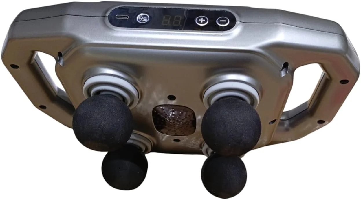 ماساژور با ۴ سر، ۴ برابر ماساژور تسکین دهنده درد موثرتر با LED مادون قرمز نزدیک، ماساژور بافت عمیق برای کمر، گردن، پاها، ماساژور خانه و محل کار، هدیه برای مردان و زنان