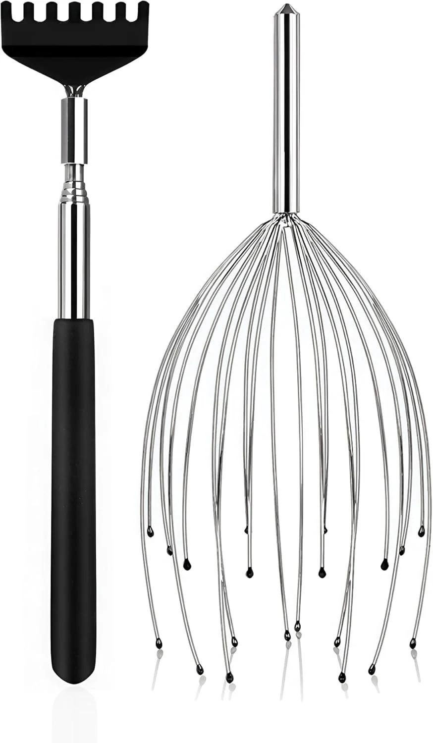 ست ماساژور سر و خاراندن پشت Loucky، دو تکه - ماساژور سر 20 انگشتی + خاراندن پشت تلسکوپی برای آقایان/بانوان، ابزار تسکین برای آرامش عمیق