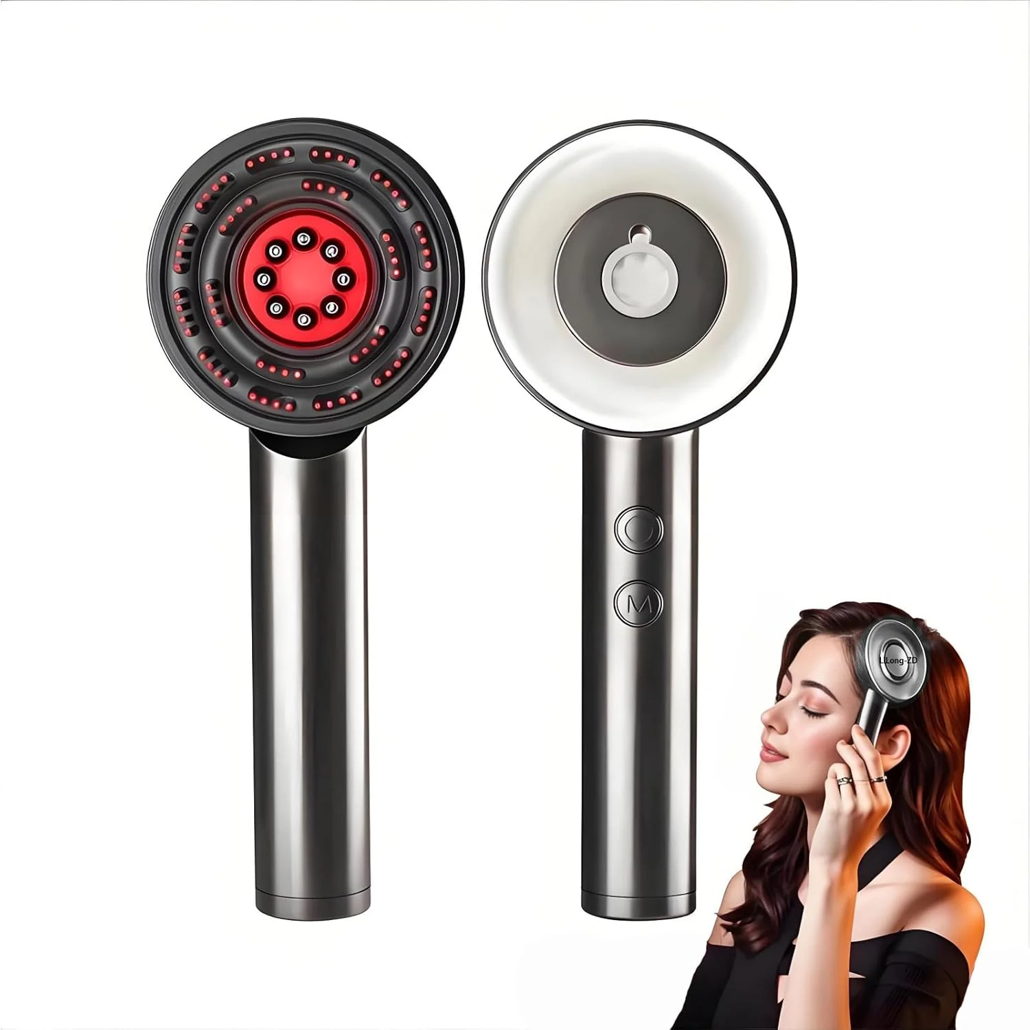 برس ماساژور پوست سر با اپلیکاتور روغن، ماساژور سر قابل حمل و عمیق الکتریکی فوتوتراپی برای آرامش پوست سر و مو