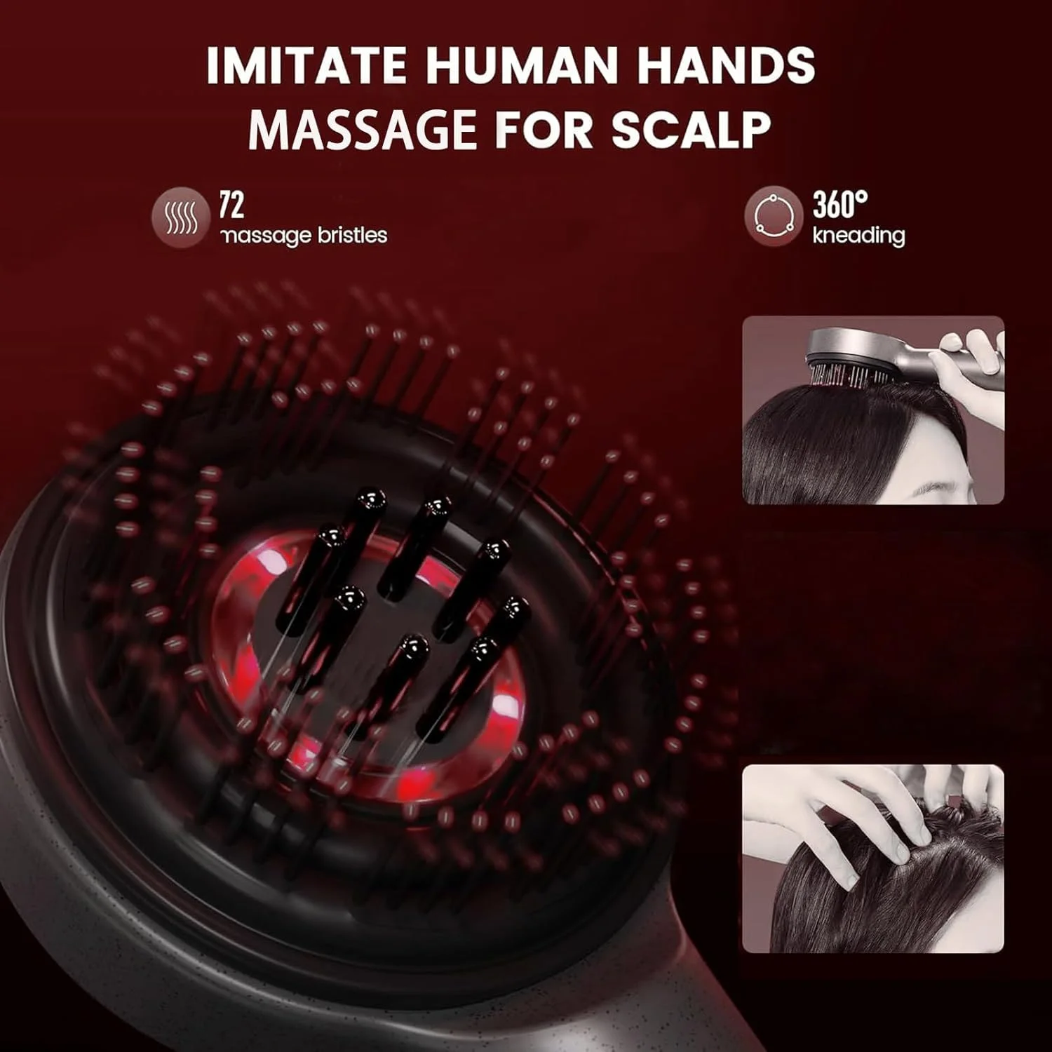 برس ماساژور پوست سر با اپلیکاتور روغن، ماساژور سر قابل حمل و عمیق الکتریکی فوتوتراپی برای آرامش پوست سر و مو