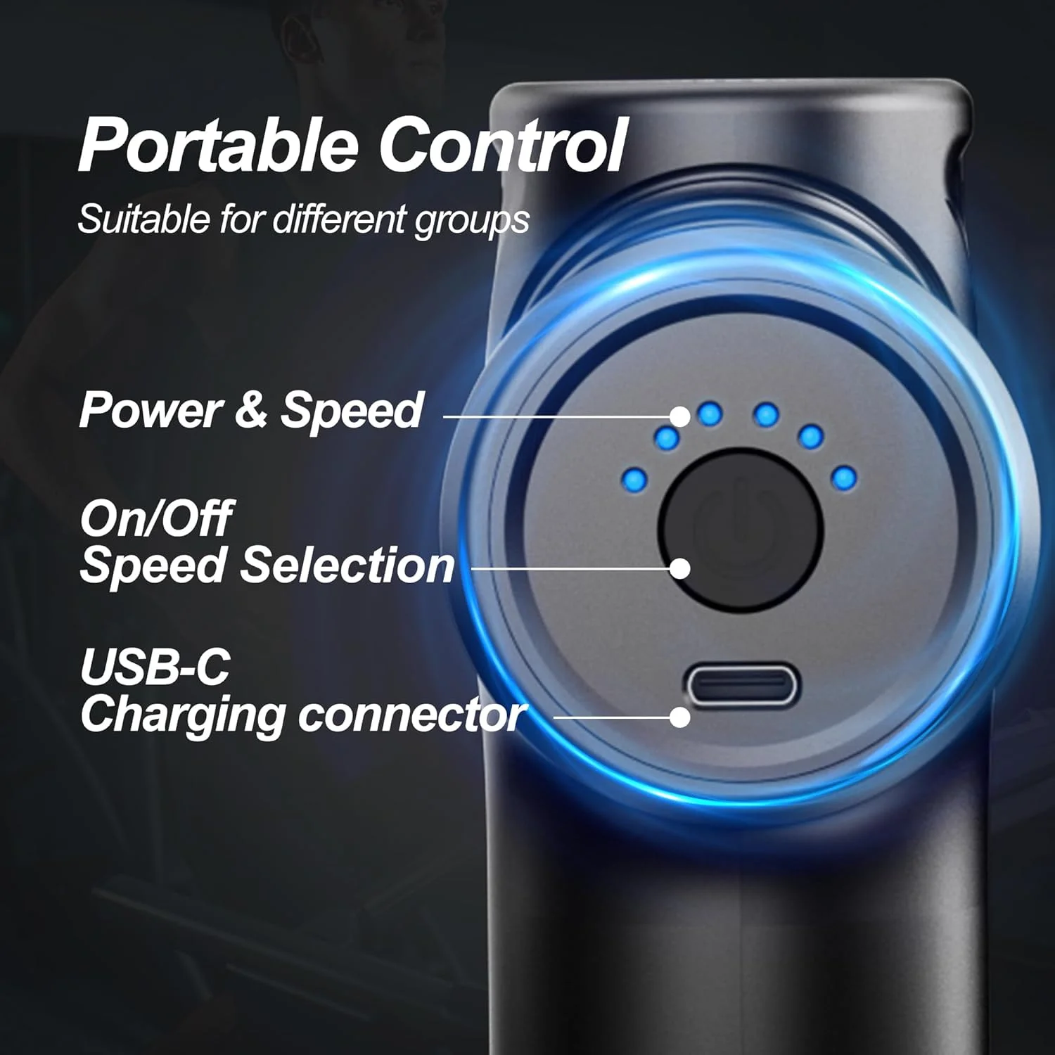 ماساژور ماهیچه ای برقی کوچک و قابل حمل، مناسب برای تسکین درد کمر، گردن و بدن، دارای 4 سری و 6 سرعت، مشکی