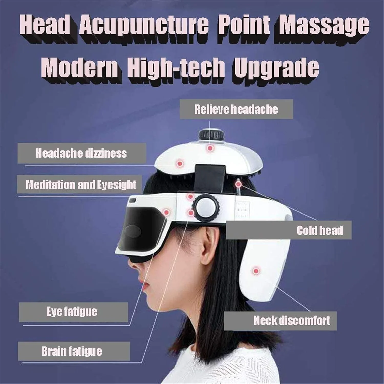 ماساژور سر برقی، کلاه ماساژور چند سر با گرمایش، ماساژور قابل تنظیم پوست سر برای بهبود گردش خون سر، رفع استرس