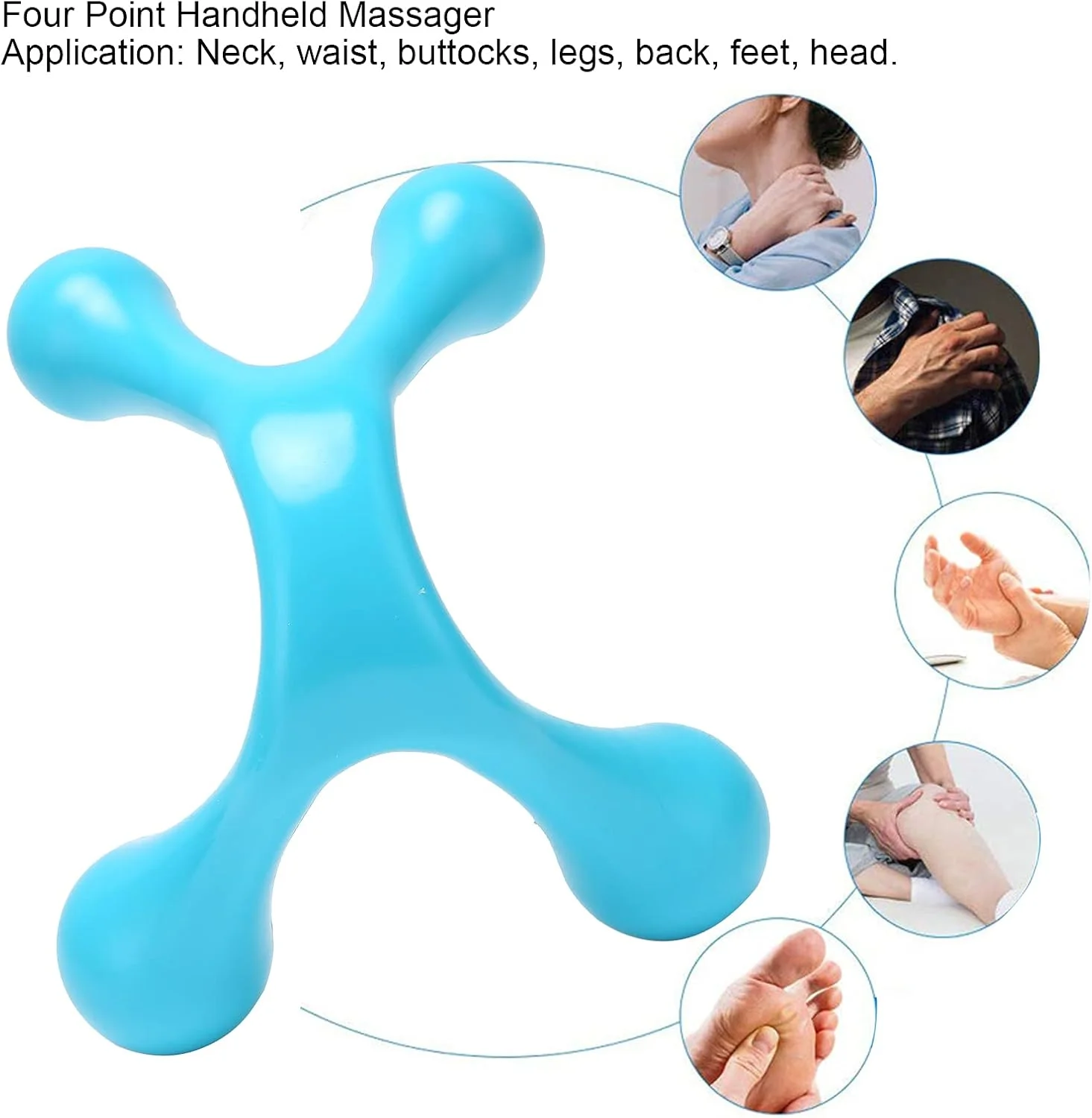 ماساژور نقطه ماشه ای، ابزار ماساژ بافت عمیق، ماساژور دستی بافت عمیق کمر، ماساژور دستی چهار نقطه ای کوچک ابزار ماساژ کل بدن برای کمر گردن پا ساق سر