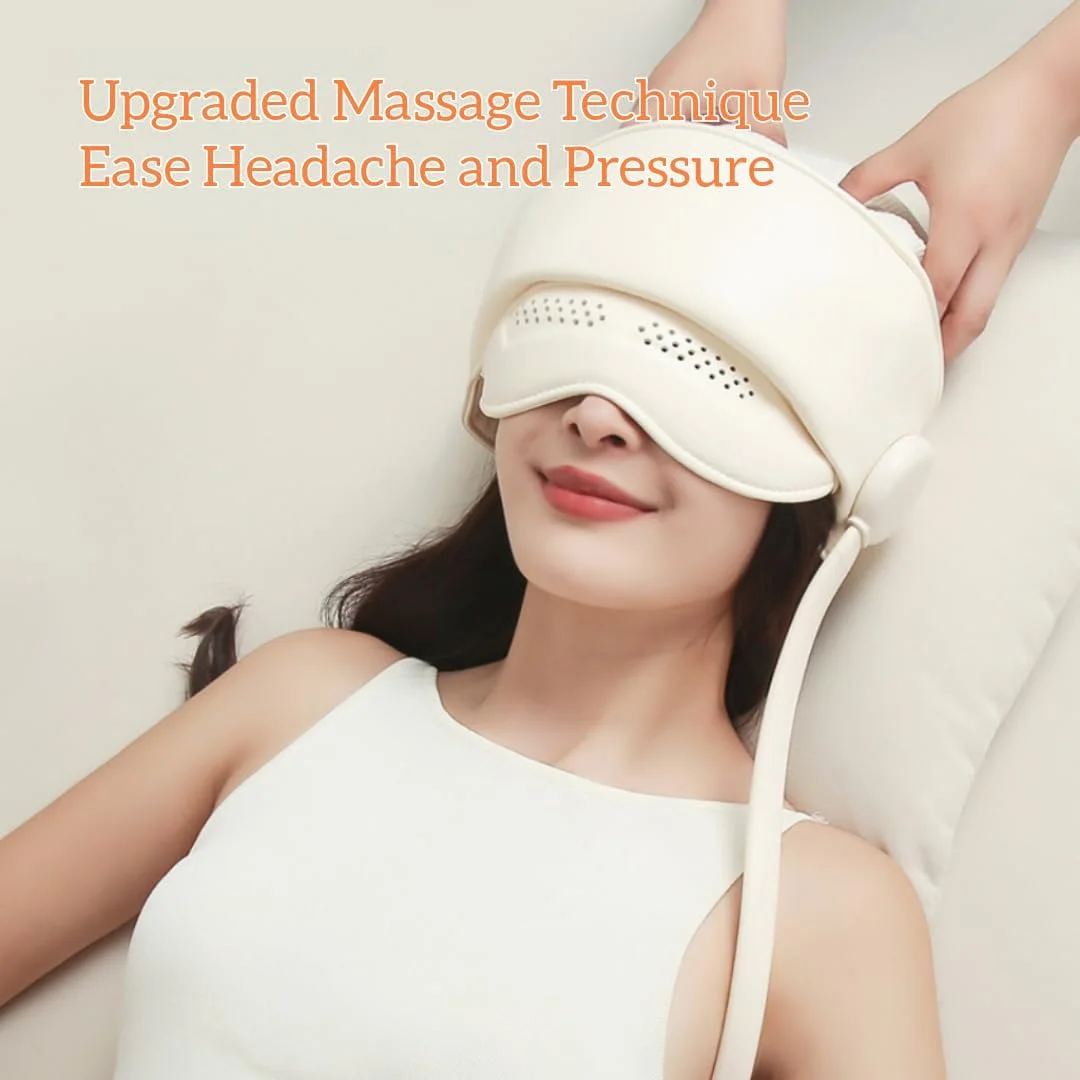 ماساژور سر، ماساژور برقی پوست سر با 4 حالت و 3 سطح گرما، ماساژور سر و چشم قابل شارژ با 6 ناحیه ماساژ ویبره برای رفع استرس و سردرد