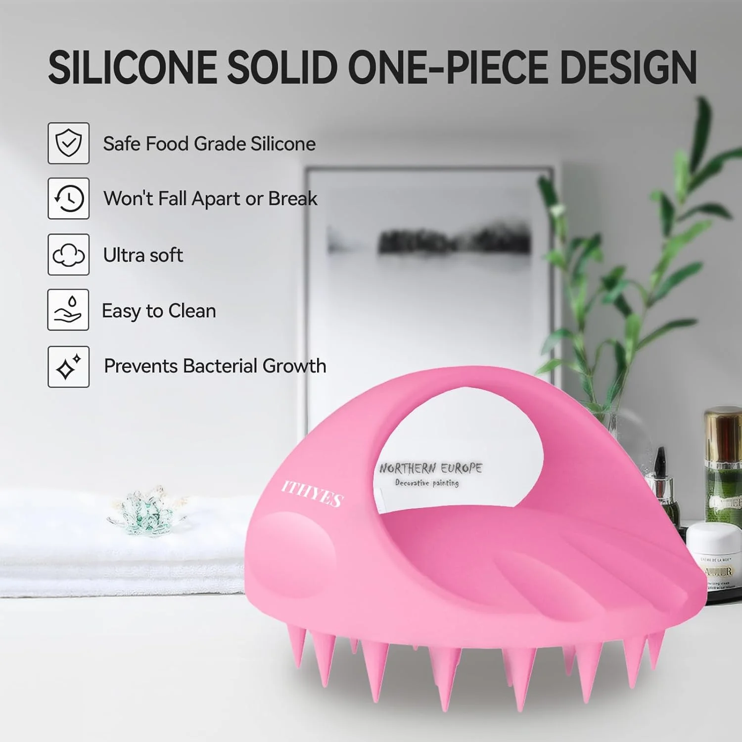 برس ماساژ سر با 38 انگشت بزرگ، برس ماساژور سیلیکونی پوست سر، برس شامپو ماساژور پوست سر، برس ماساژ مو، ماساژور پوست سر مو برای زنان، مردان، حیوانات خانگی (صورتی)