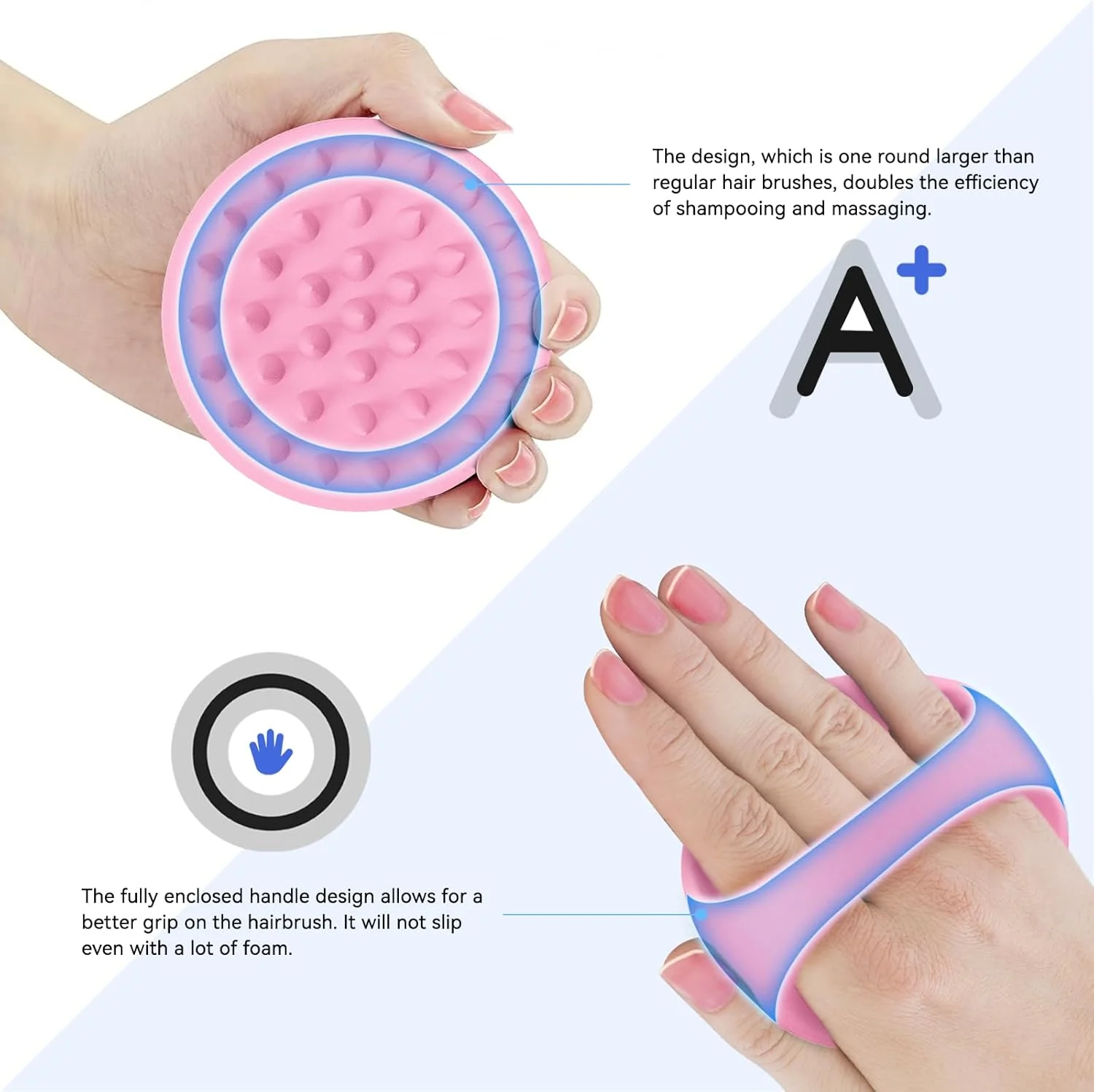 برس ماساژ سر با 38 انگشت بزرگ، برس ماساژور سیلیکونی پوست سر، برس شامپو ماساژور پوست سر، برس ماساژ مو، ماساژور پوست سر مو برای زنان، مردان، حیوانات خانگی (صورتی)