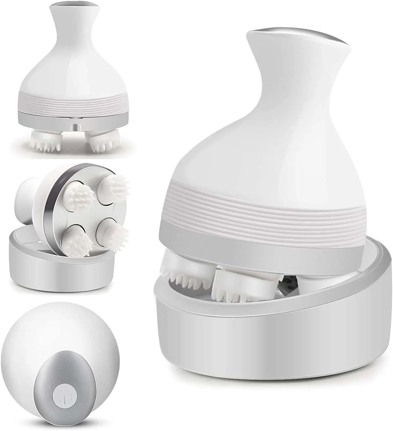 ماساژور سر هالامودو، ماساژور برقی سر با 76 گره ماساژ نرم '4D'، ضد آب، قابل حمل و شارژ، ماساژور دستی سر برای رشد مو، تمیز کردن عمیق و هدیه برای آقایان و پدر