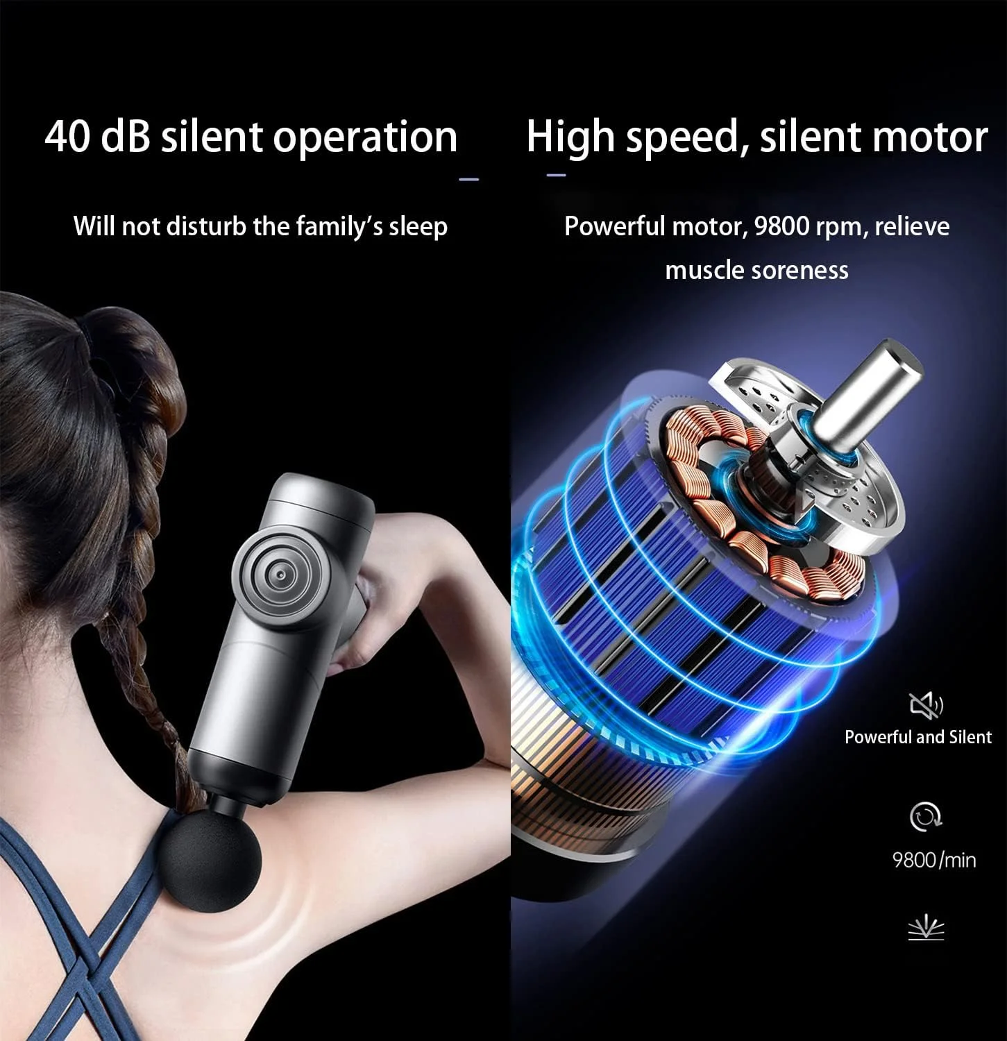 ست ماساژور تفنگی، ماساژور عضلانی دستی، ماساژور تفنگی قابل حمل، ماساژور ضربه ای برای ورزشکاران، دارای 8 نوع سری ماساژ برای استفاده در قسمت های مختلف بدن، همراه با جعبه نگهداری (خاکستری)