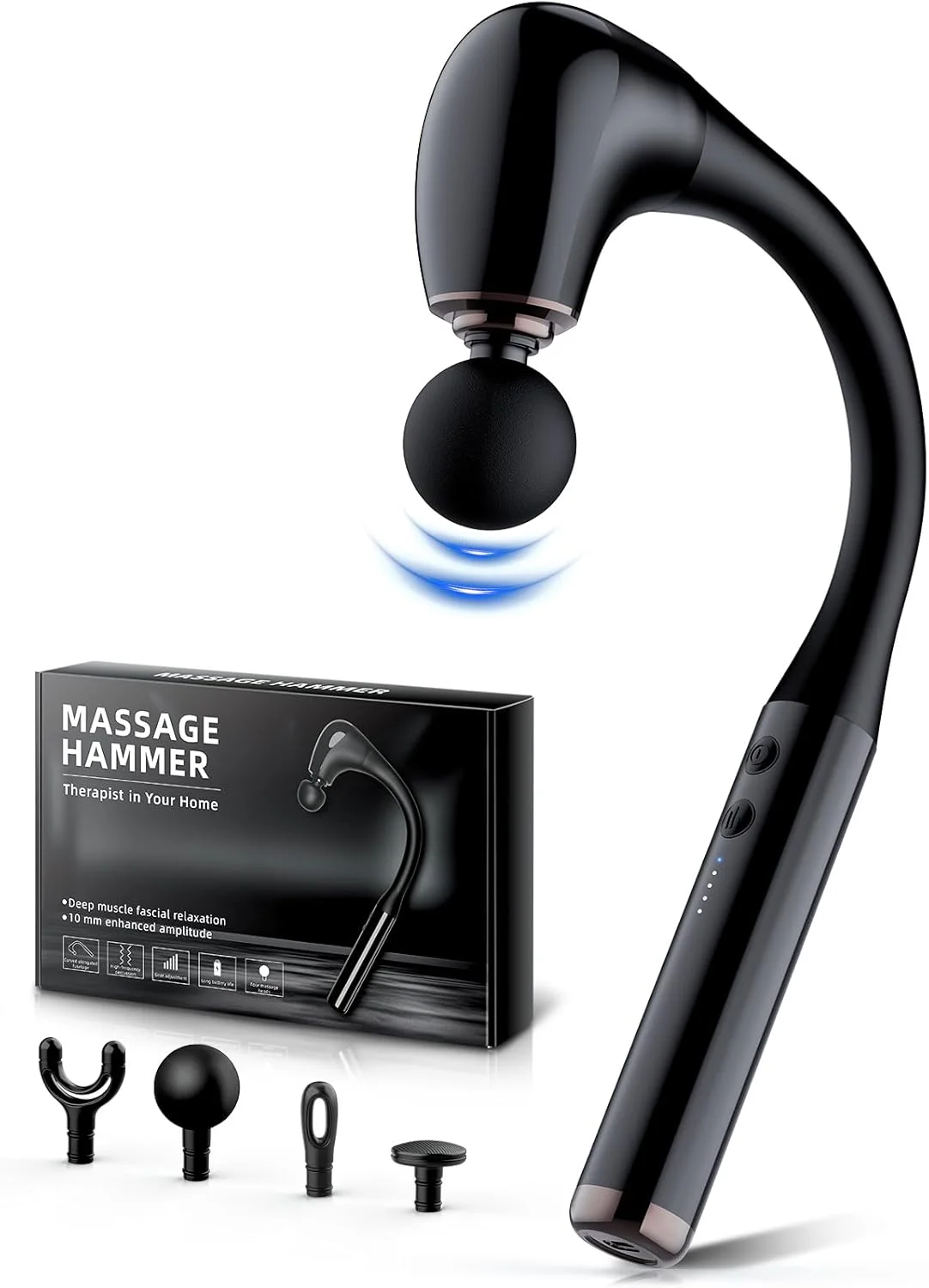 ماساژور تفنگی FVZ با دسته افزایش طول ارتقا یافته، ماساژور بافت عمیق 16 میلی متری، ماساژور کمر، ماساژور قابل حمل عضلات/گردن/شانه/کمر/پا برای تسکین درد، 4 سر ماساژ و 5 سطح سرعت