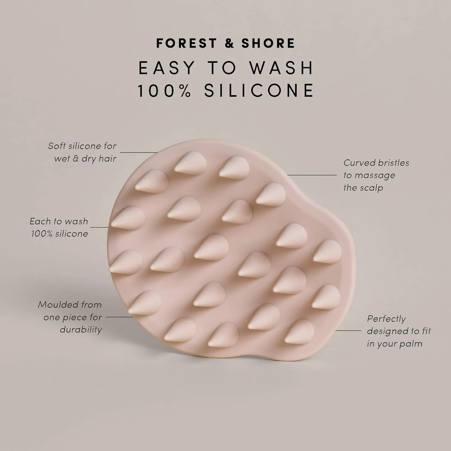 ماساژور پوست سر Forest & Shore، برس سیلیکونی مراقبت از مو، اپلیکاتور روغن مو