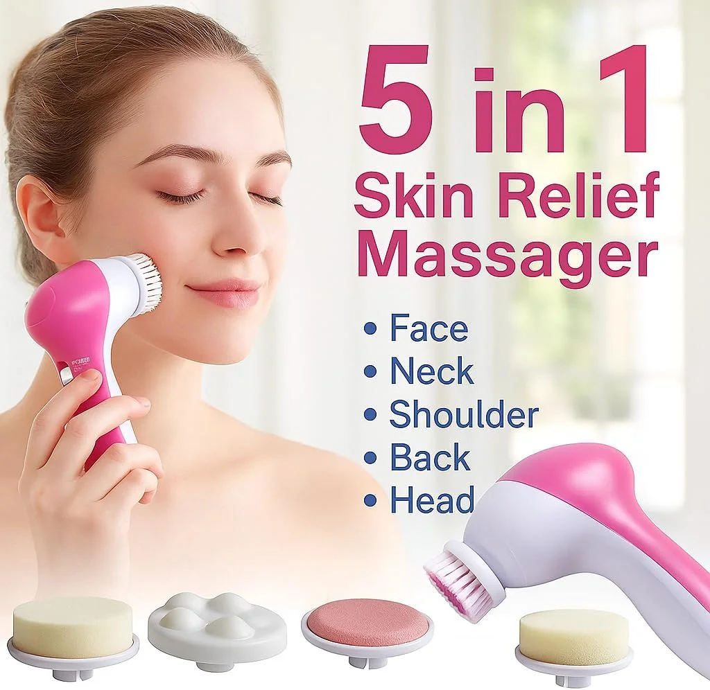 ماساژور تسکین دهنده پوست فیتو، قابل حمل 5 در 1، برای صورت، گردن، شانه، پشت، سر