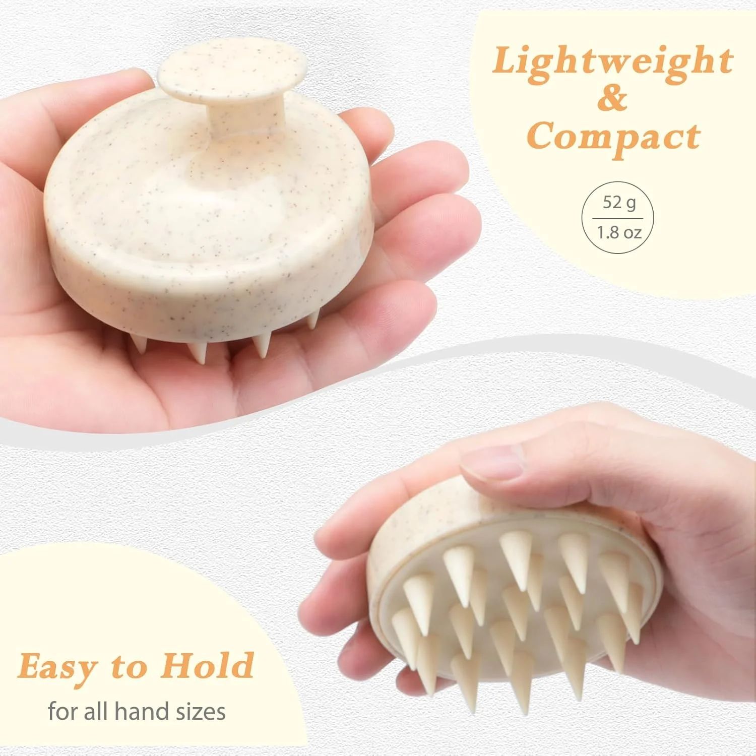 برس شامپو مو FReatech برای لایه برداری و ماساژ سر، [خشک و مرطوب] برس ماساژ پوست سر، شانه سیلیکونی مراقبت از ریشه مو، سر سالم بدون شوره سر، تحریک رشد مو، بژ