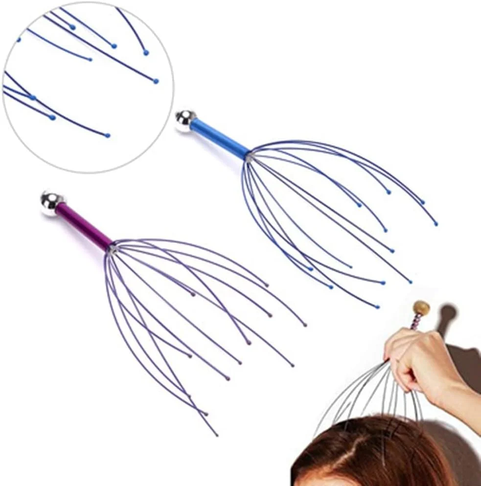 ماساژور سر و پوست سر مدل اختاپوسی با نوک سیم فولادی و روکش پلاستیکی رنگارنگ