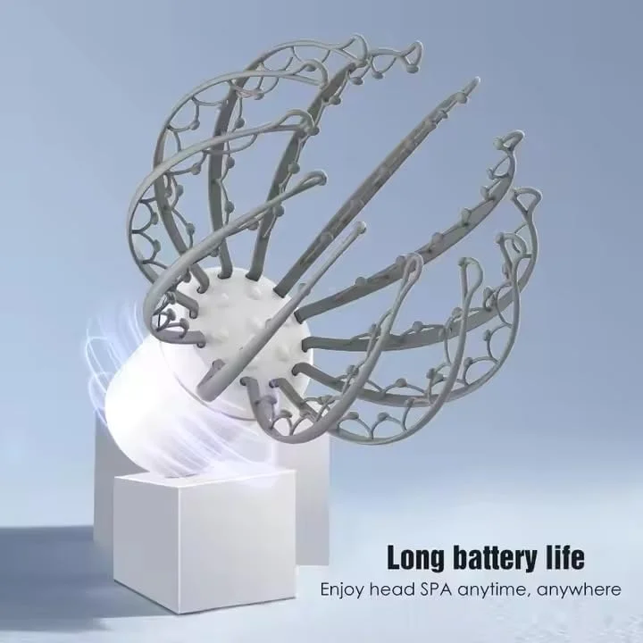 ماساژور برقی سر - ماساژور 360 درجه بدون نیاز به دست، 4 حالت ماساژ، لرزش بی سیم و قابل شارژ USB، طراحی اختاپوسی برای رفع استرس و آرامش - قابل حمل برای خانه، دفتر، مسافرت