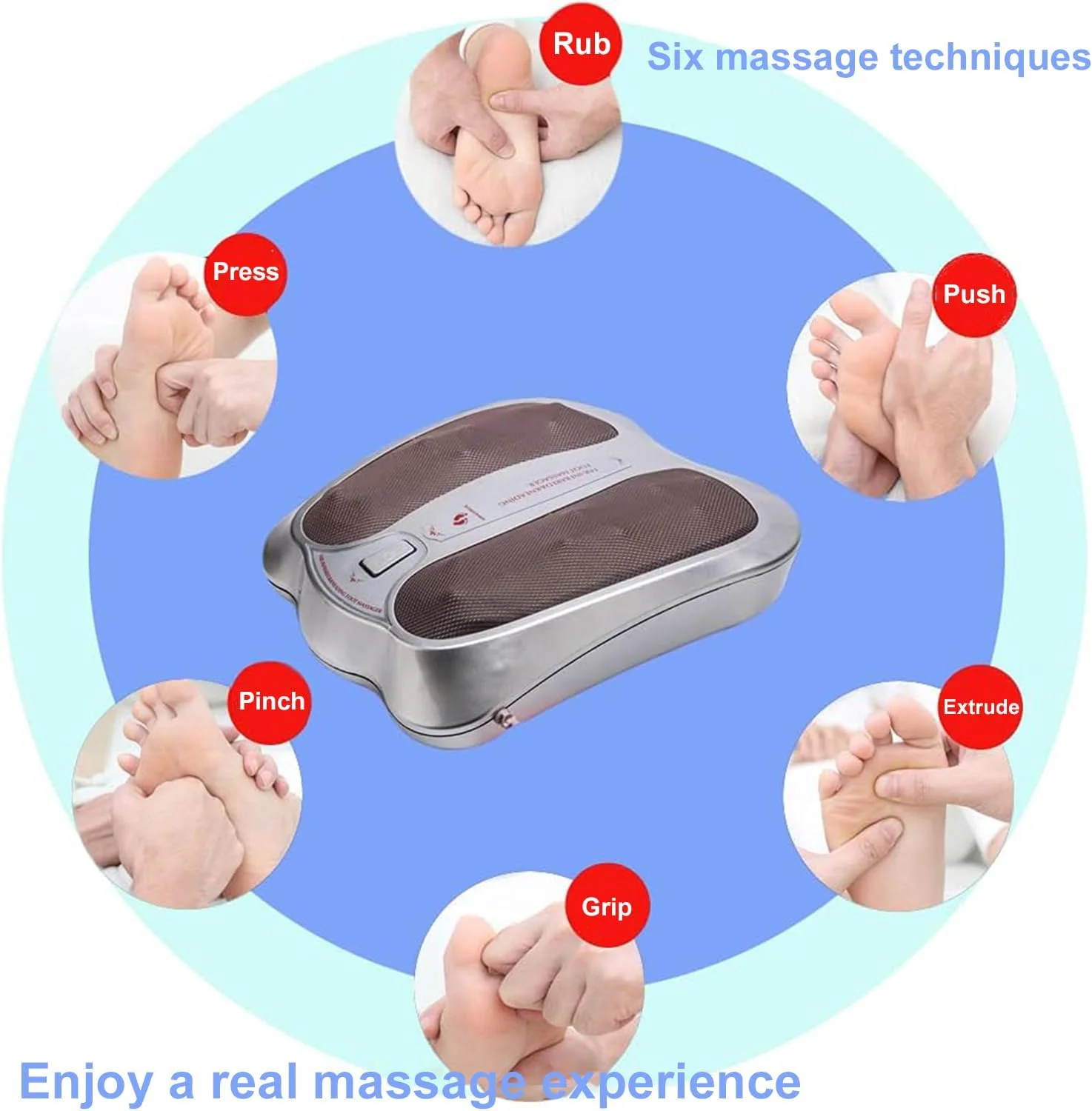 ماساژور برقی پا با سر طب فشاری چرخشی و گرمایش مادون قرمز برای تسکین درد انگشتان پا، التهاب کف پا و آرتروز روزانه (خاکستری)