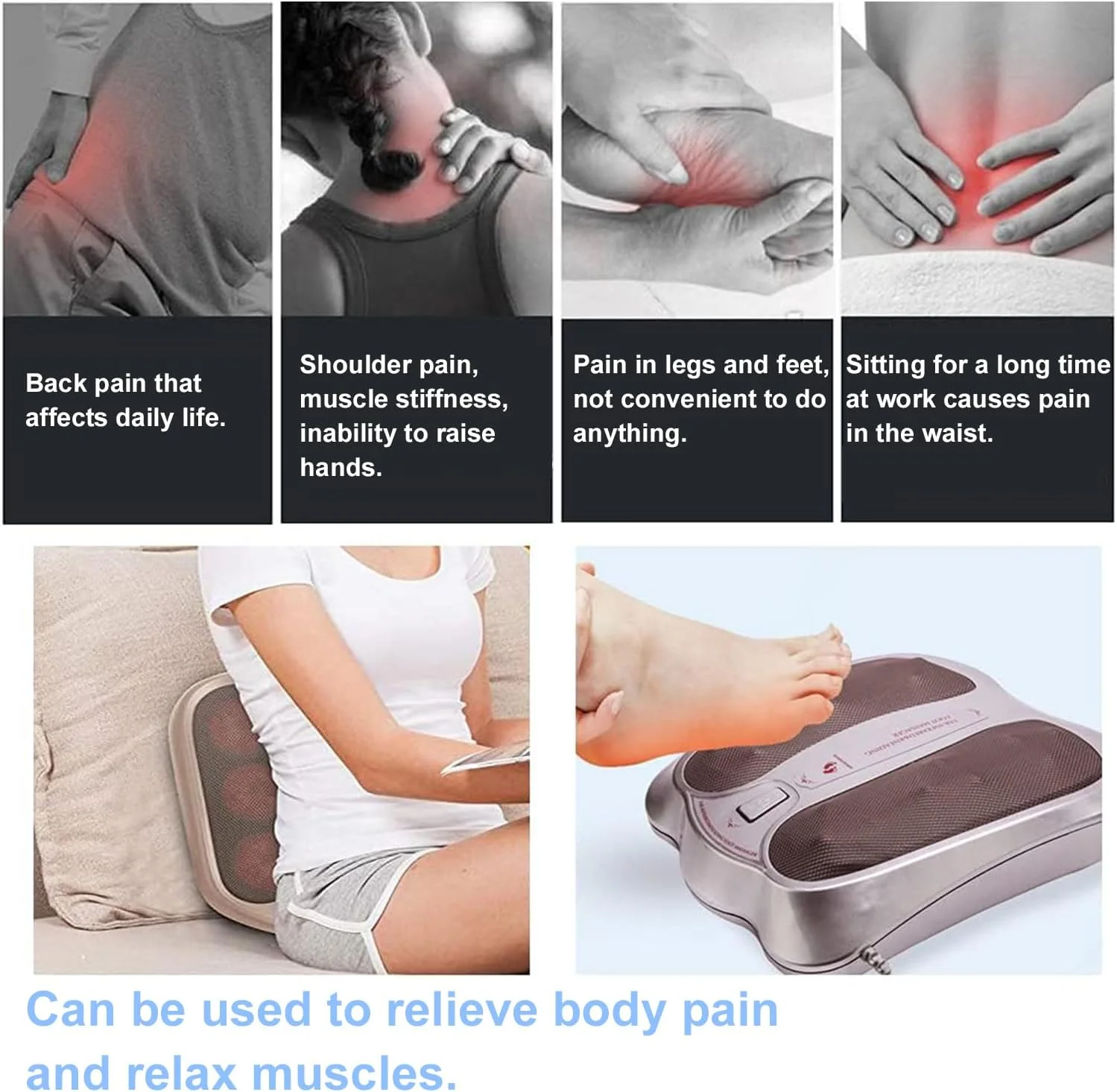 ماساژور برقی پا با سر طب فشاری چرخشی و گرمایش مادون قرمز برای تسکین درد انگشتان پا، التهاب کف پا و آرتروز روزانه (خاکستری)