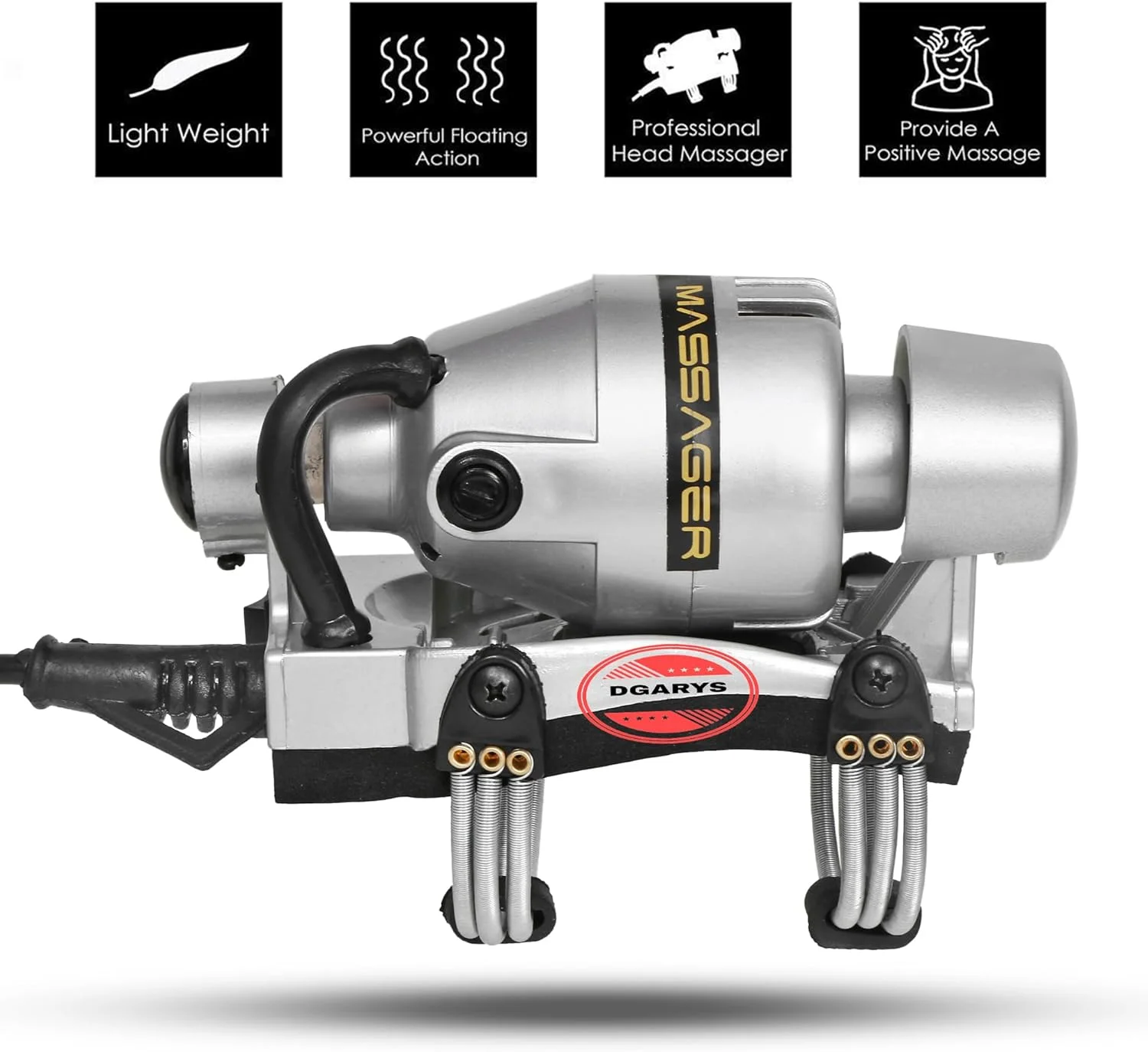 ماساژور برقی سر، عملکرد شناور، دو سرعته، قدرتمند، سبک وزن با سوئیچ دو سرعته برای ماساژور ویبره تسکین درد کل بدن برای آقایان و بانوان (نقره ای)