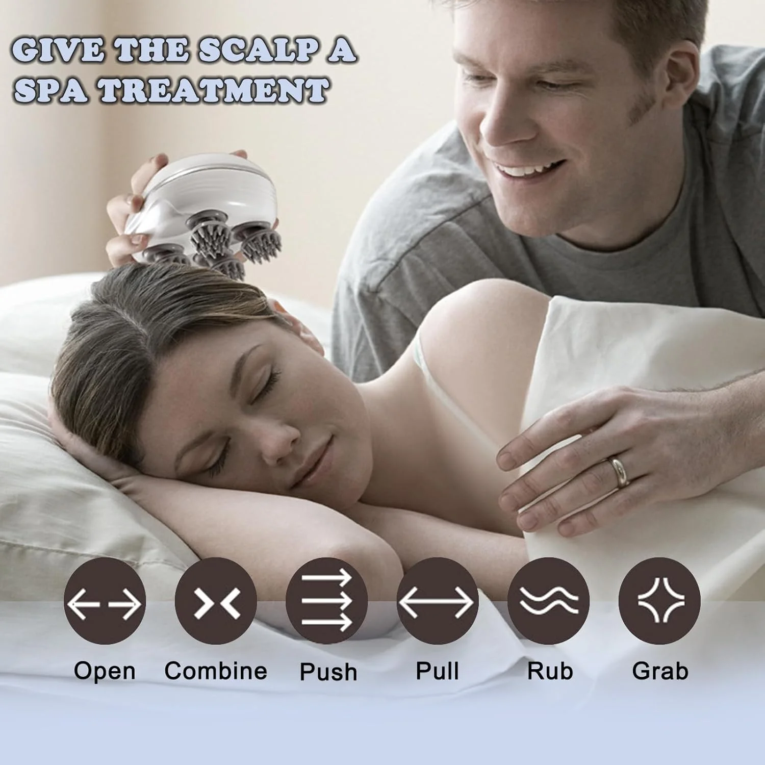 ماساژور برقی سر، دستگاه مراقبت عمیق پوست سر، قابل حمل و ضد آب، چرخش 360 درجه با حالت های مختلف لرزش، آرامش بخش پوست سر و رفع خستگی