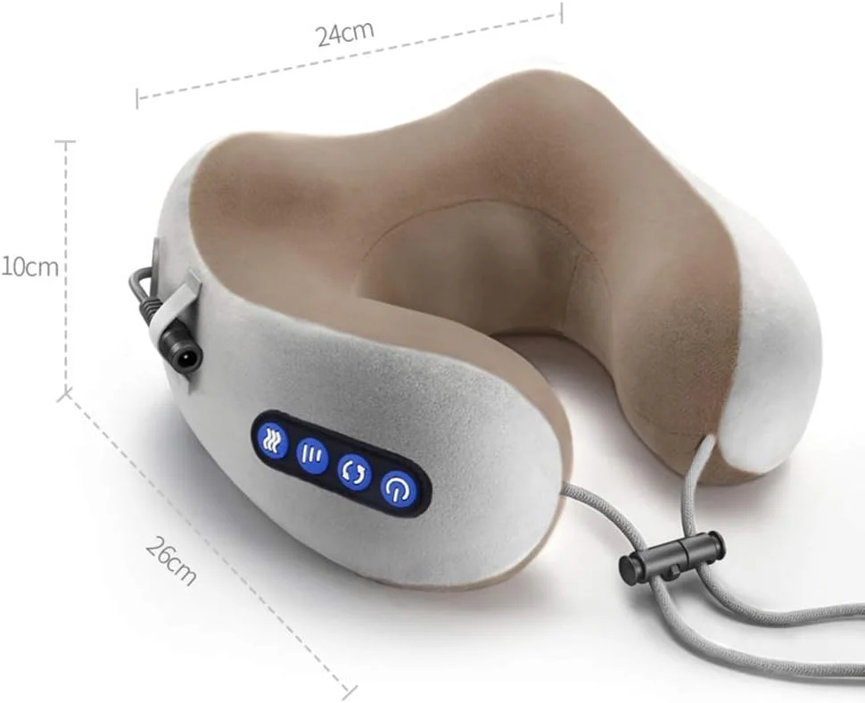 بالش ماساژ گردن برقی مسافرتی DHY، بالش پشتیبانی از سر و گردن ویبره دار و خمیری شکل فوم حافظه دار U شکل، تسکین درد گردن، برای هواپیما، قطار، ماشین، قهوه ای بالش ماساژ گردن برقی مسافرتی DHY، بالش پشتیبانی از سر و گردن ویبره دار و خمیری شکل فوم حافظه دار U شکل، تسکین درد گردن، برای هواپیما، قطار، ماشین، قهوه ای