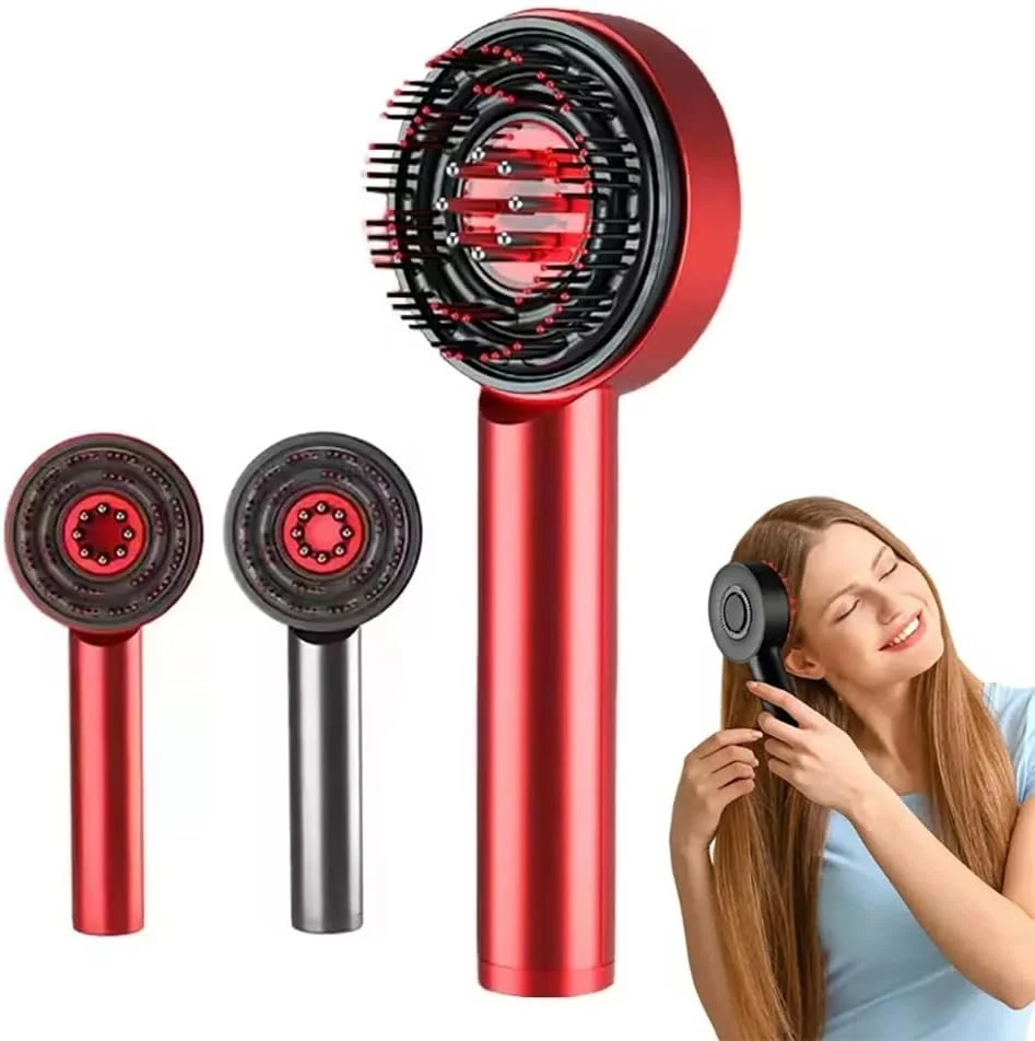 ماساژور برقی پوست سر مدل 2026 با اپلیکاتور روغن و نور قرمز، شانه ماساژور سر برای رشد مو، بی سیم و ضد آب IPX7 برای آرامش و مراقبت از مو (قرمز)