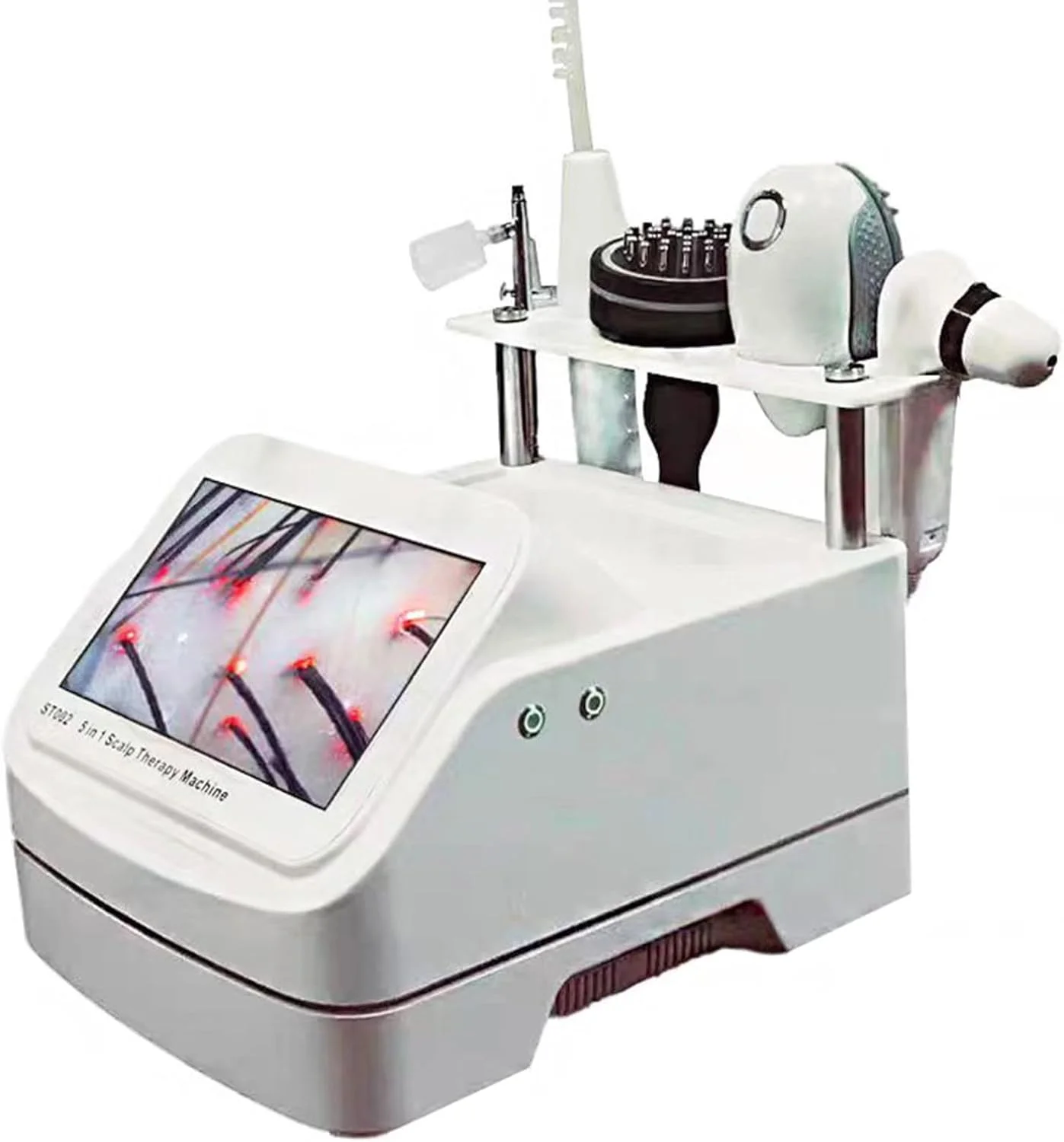 دستگاه آنالیزور مو و پوست 5 در 1، ماساژور سر و پوست سر 10 اینچی برای جلوگیری از ریزش مو، اسکنر آنالیز پوست سر، آشکارساز فولیکول مو، تشخیص فولیکول پوست/مو