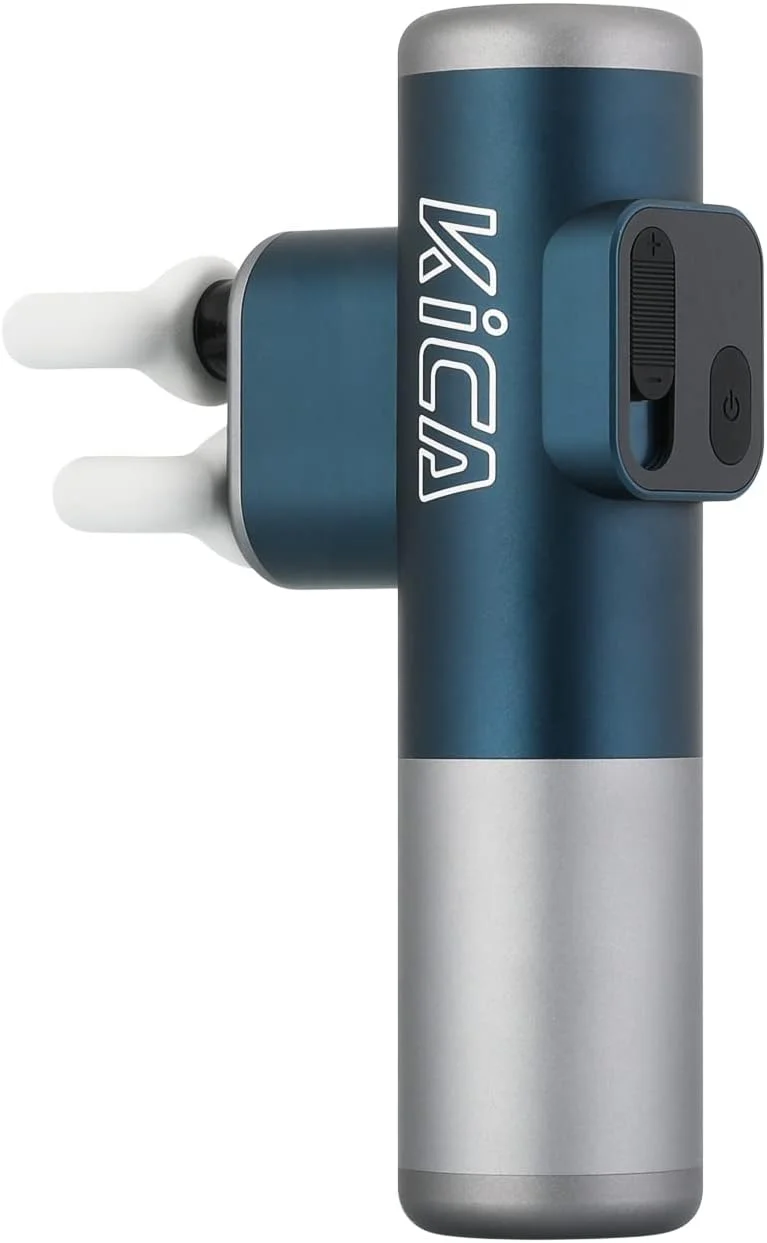 ماساژور تفنگی دو سر برقی کیکا 3، ماساژور بافت عمیق دستی با دامنه 10 میلی متر، ماساژور ضربه ای حرفه ای برای ریکاوری گردن، کمر و عضلات (آبی)