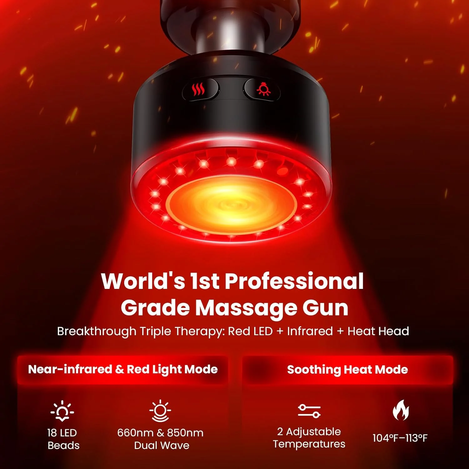 دستگاه ماساژور عضلانی حرفه ای مدل D6 Ultra با گرما و مادون قرمز، ماساژور ضربه ای 16 میلی متری برای بافت عمیق، صفحه نمایش OLED، هدیه ای ایده آل