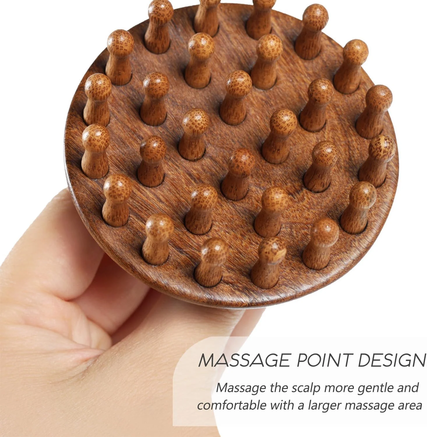 شانه ماساژور چوبی سر - ابزار ماساژور سر چوب صندل، برس گوا شا برای ماساژ بدن و رشد موی زنان و مردان
