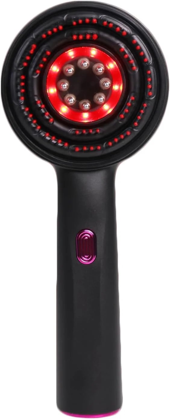 برس برقی سر مراقبت از پوست سر مراقبت از مو سرم پوست سر قابل استفاده LED قرمز ضد آب قابل شارژ بی سیم با کیف نگهداری، ماساژور عمیق قابل حمل برای مو و سر (خاکستری)