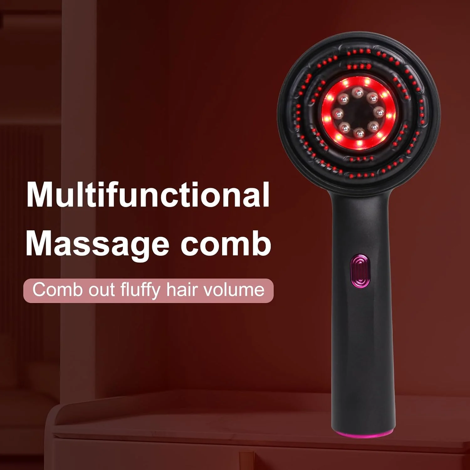 برس برقی سر مراقبت از پوست سر مراقبت از مو سرم پوست سر قابل استفاده LED قرمز ضد آب قابل شارژ بی سیم با کیف نگهداری، ماساژور عمیق قابل حمل برای مو و سر (خاکستری)