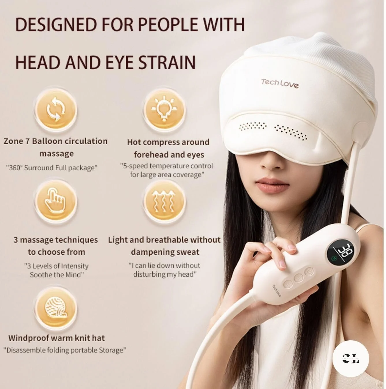 ماساژور قابل حمل چشم و سر CREATIVE LIFE - ماساژور چشم با گرما، لرزش و کمپرس هوا برای میگرن | ماساژور چشمی کنترل از راه دور با کیسه هوای تنفسی ماساژور قابل حمل چشم و سر CREATIVE LIFE - ماساژور چشم با گرما، لرزش و کمپرس هوا برای میگرن | ماساژور چشمی کنترل از راه دور با کیسه هوای تنفسی